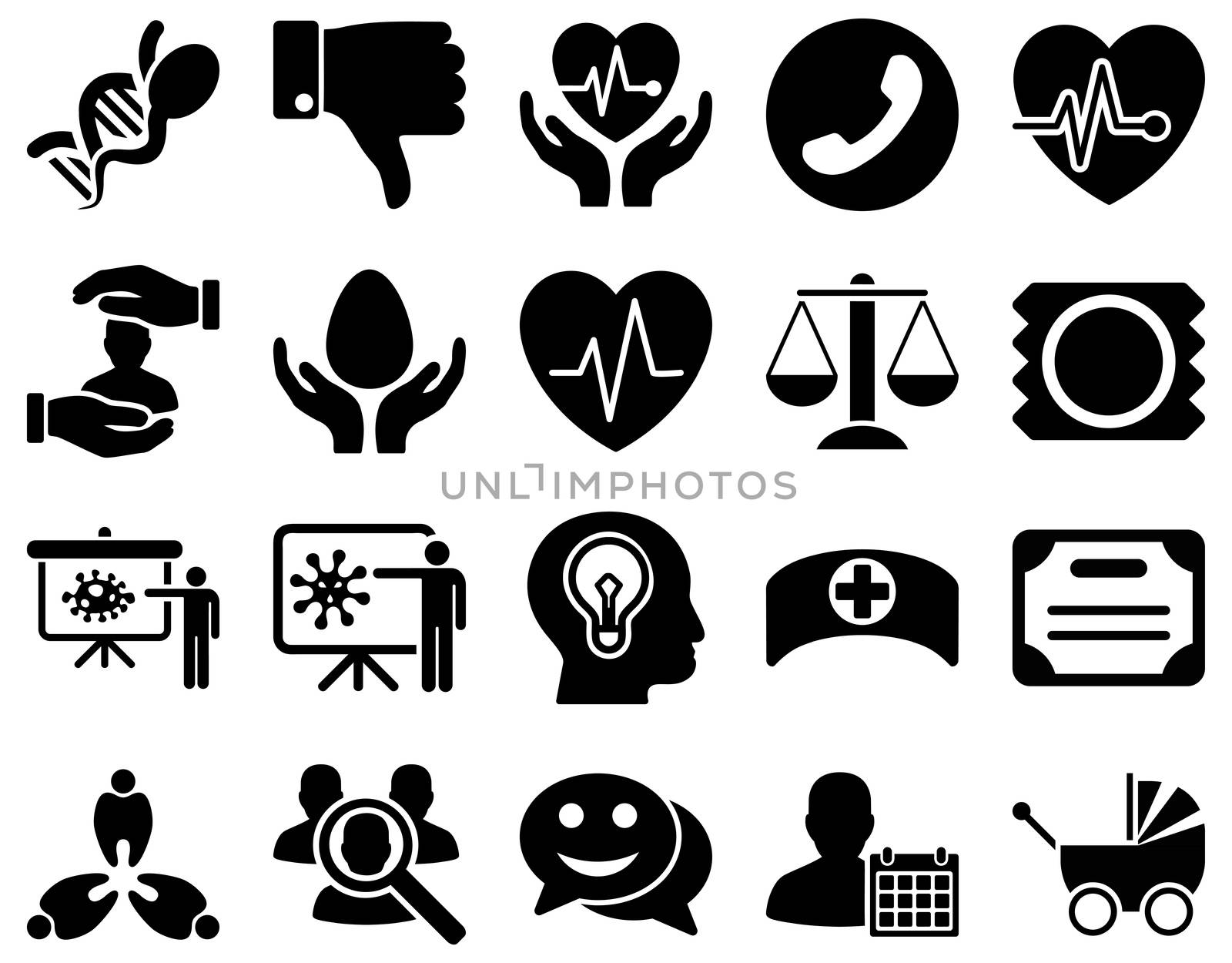 Medical icon set. Style: icons drawn with black color on a white background.