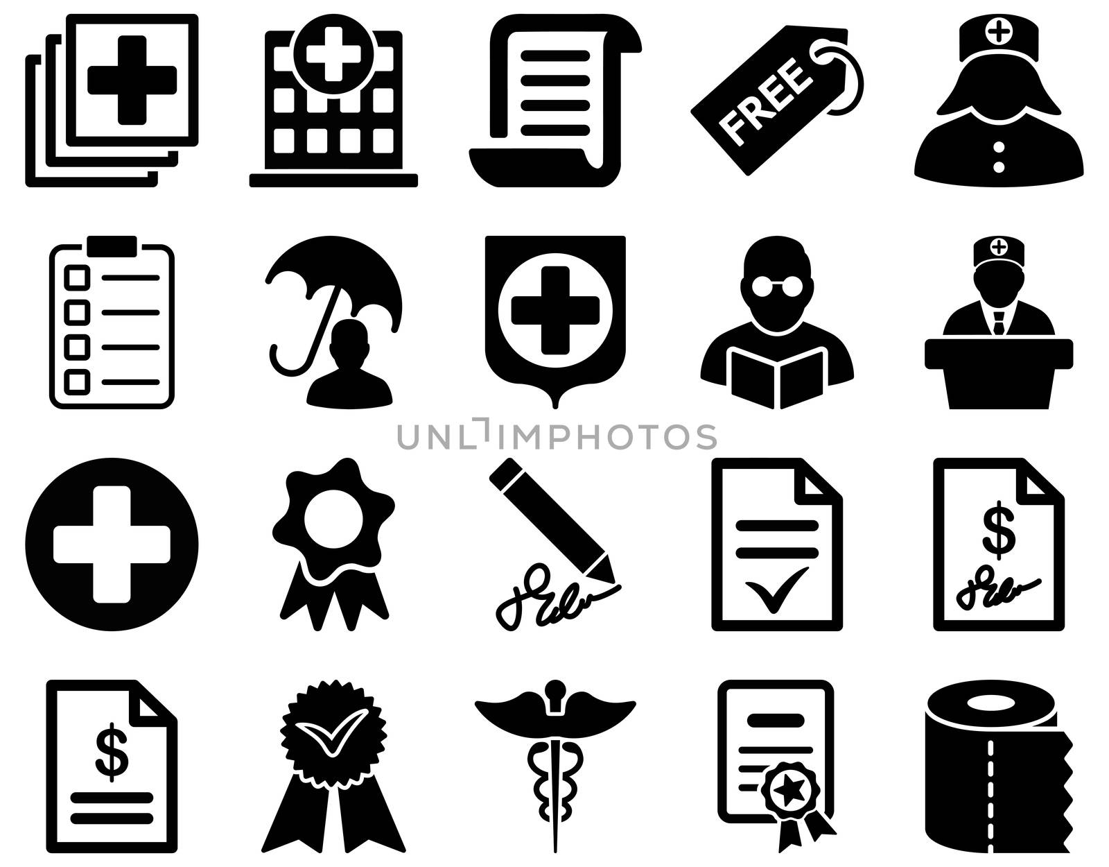 Medical icon set. Style: icons drawn with black color on a white background.