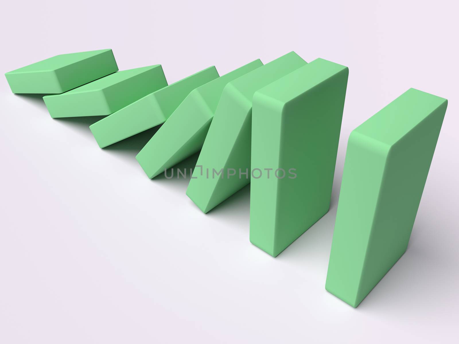 Conceptual illustration of falling bricks which push each other