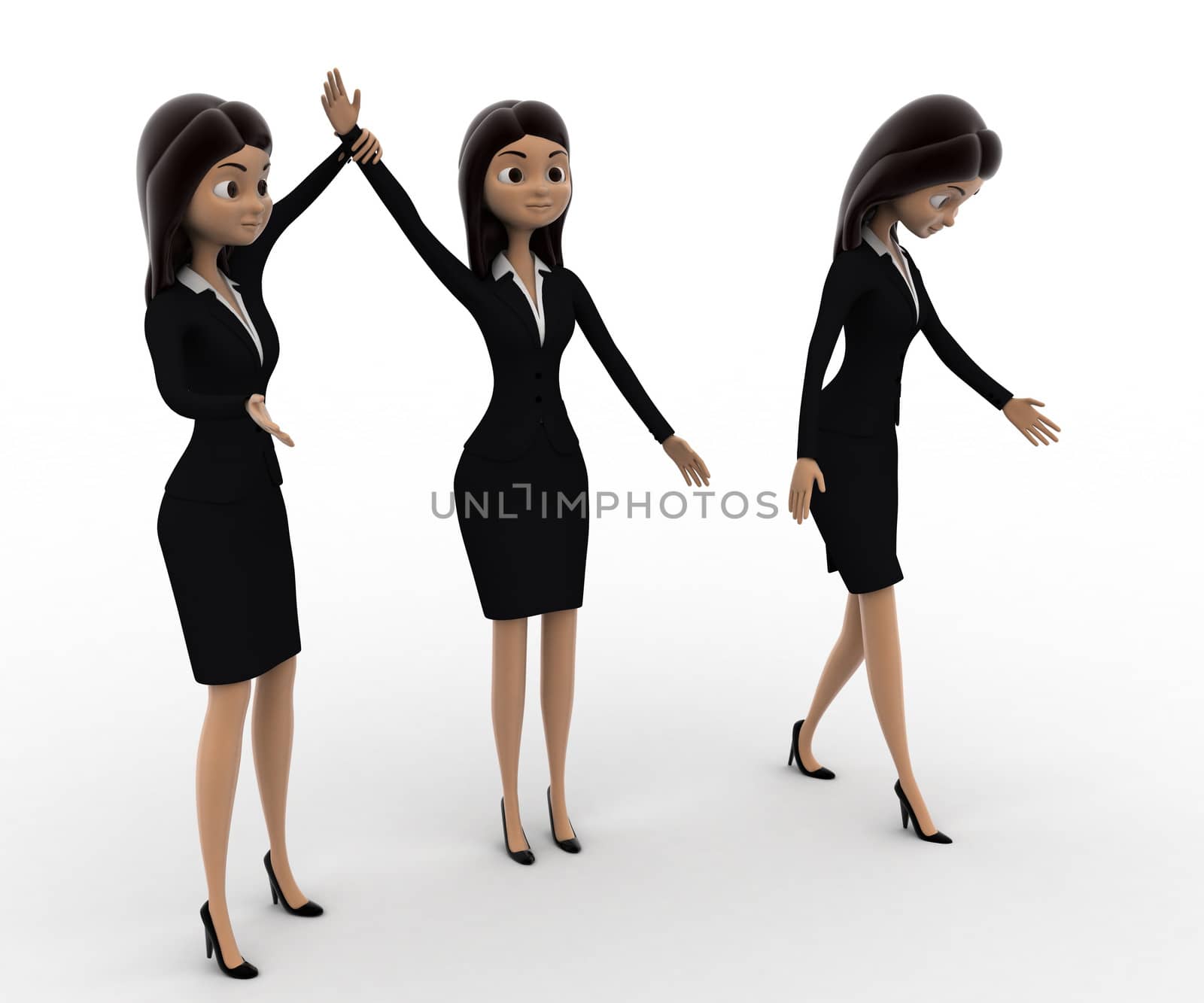 3d woman declare winner and loser going in sad mood concept by touchmenithin@gmail.com