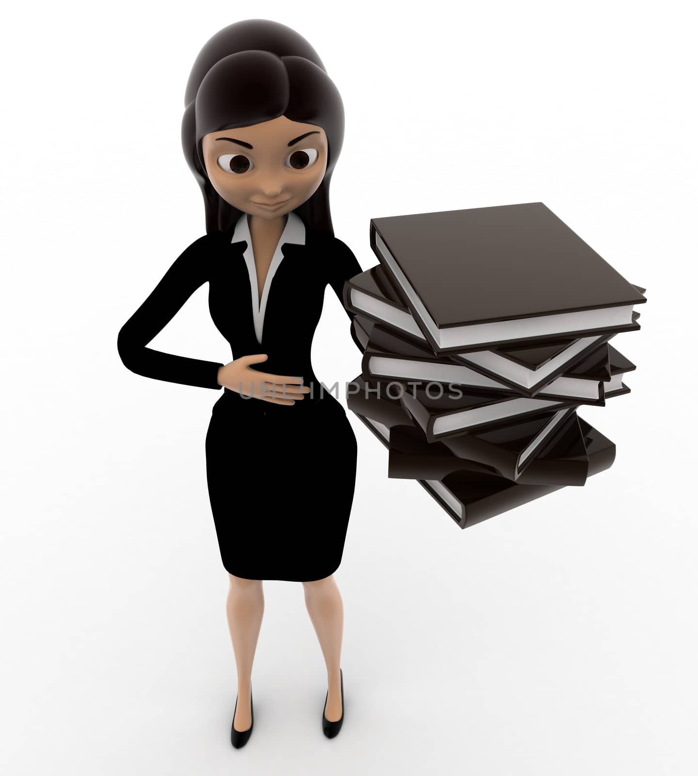 3d woman holding many book in hand concept by touchmenithin@gmail.com