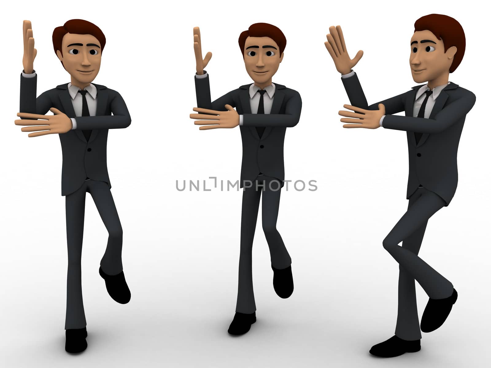 3d three men dancing in rythem concept by touchmenithin@gmail.com