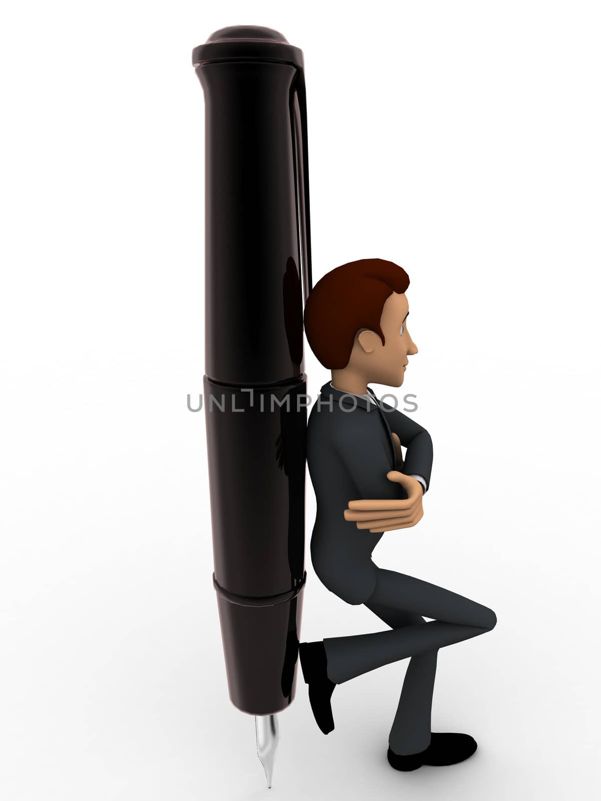 3d man leaning on pen concept by touchmenithin@gmail.com