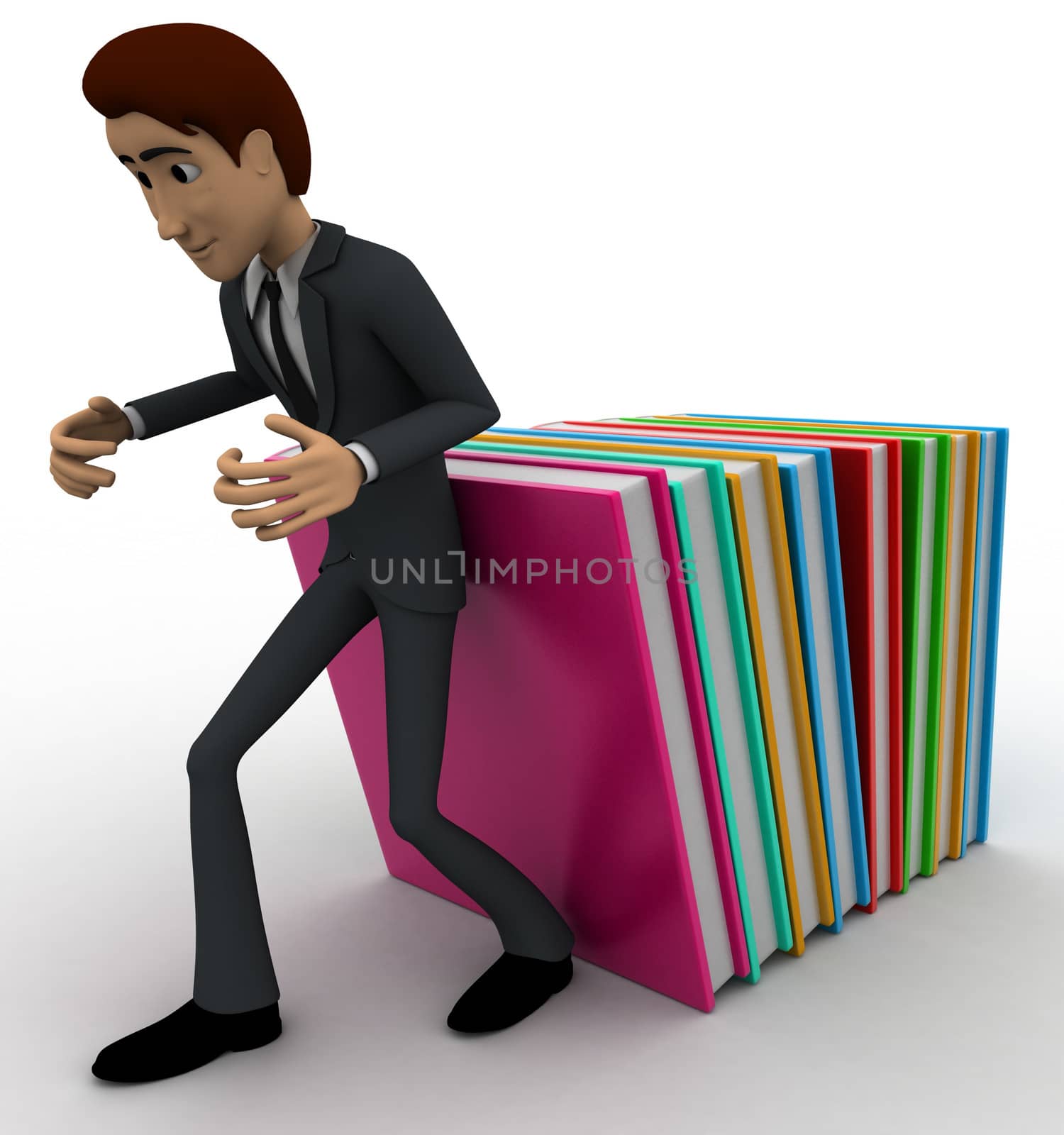 3d man supporting falling books concept by touchmenithin@gmail.com