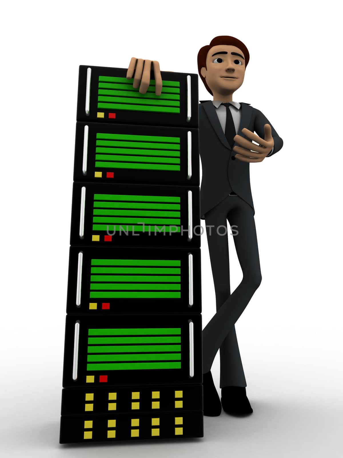 3d man with big server concept by touchmenithin@gmail.com