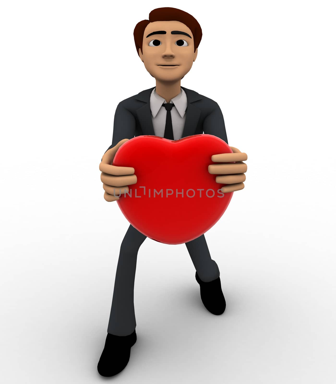 3d man offering heart on knee concept by touchmenithin@gmail.com