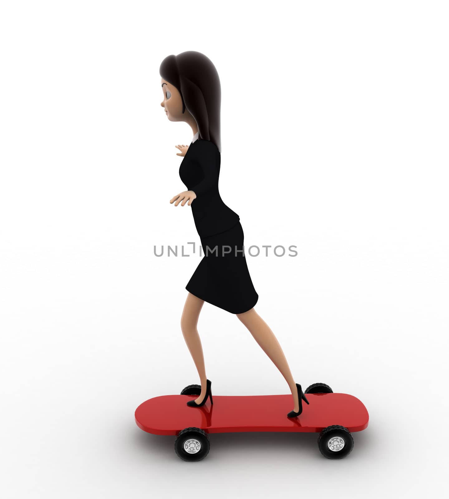 3d woman skating on skateboard concept by touchmenithin@gmail.com