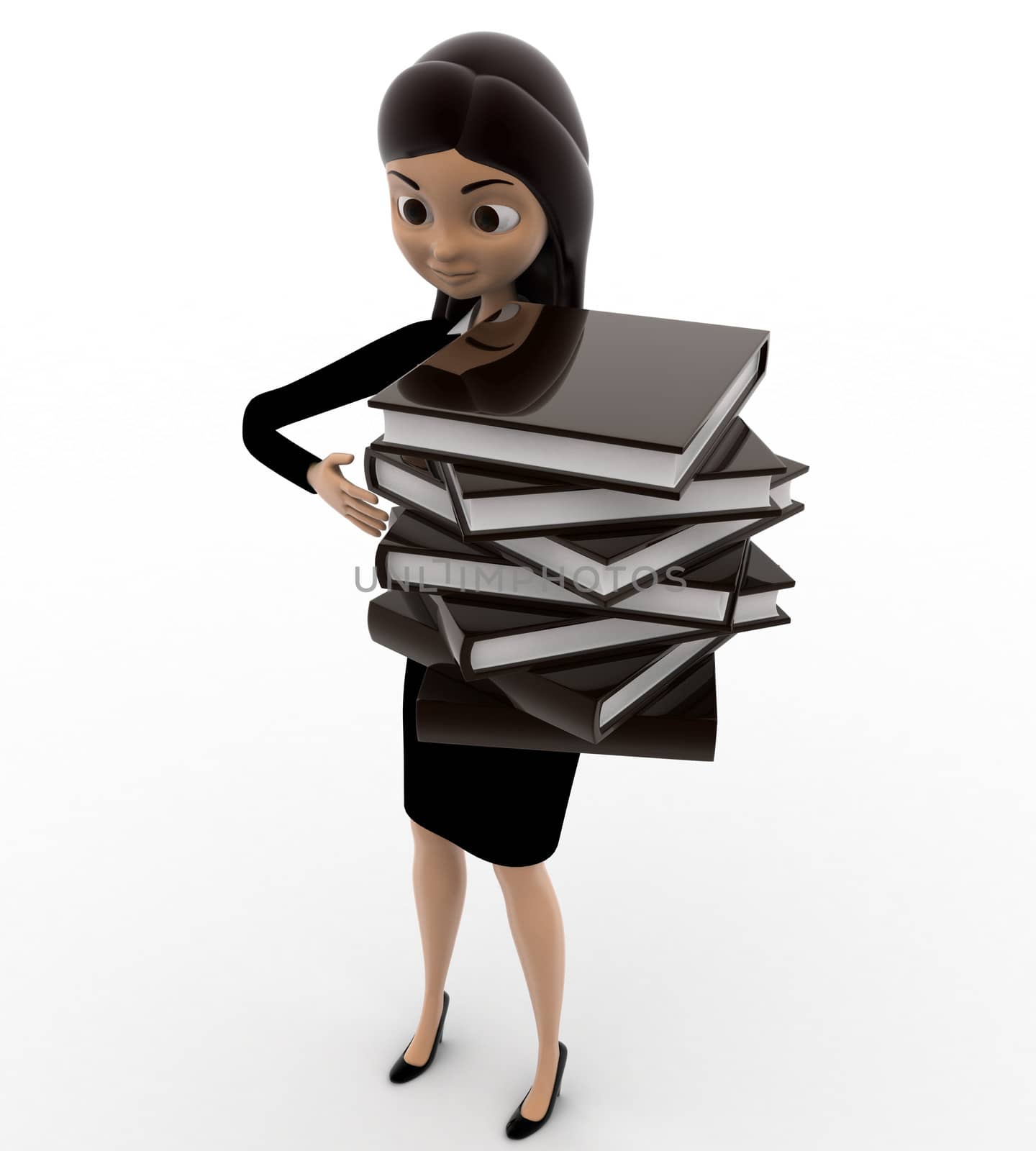 3d woman holding many book in hand concept by touchmenithin@gmail.com