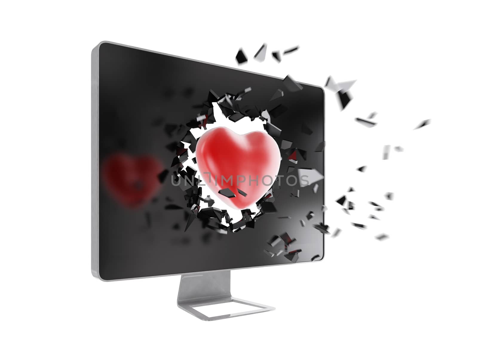 red heart destroy computer screen.