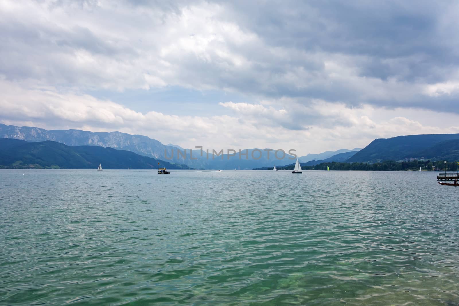 Clouds over the Attersee in Austria, Europe