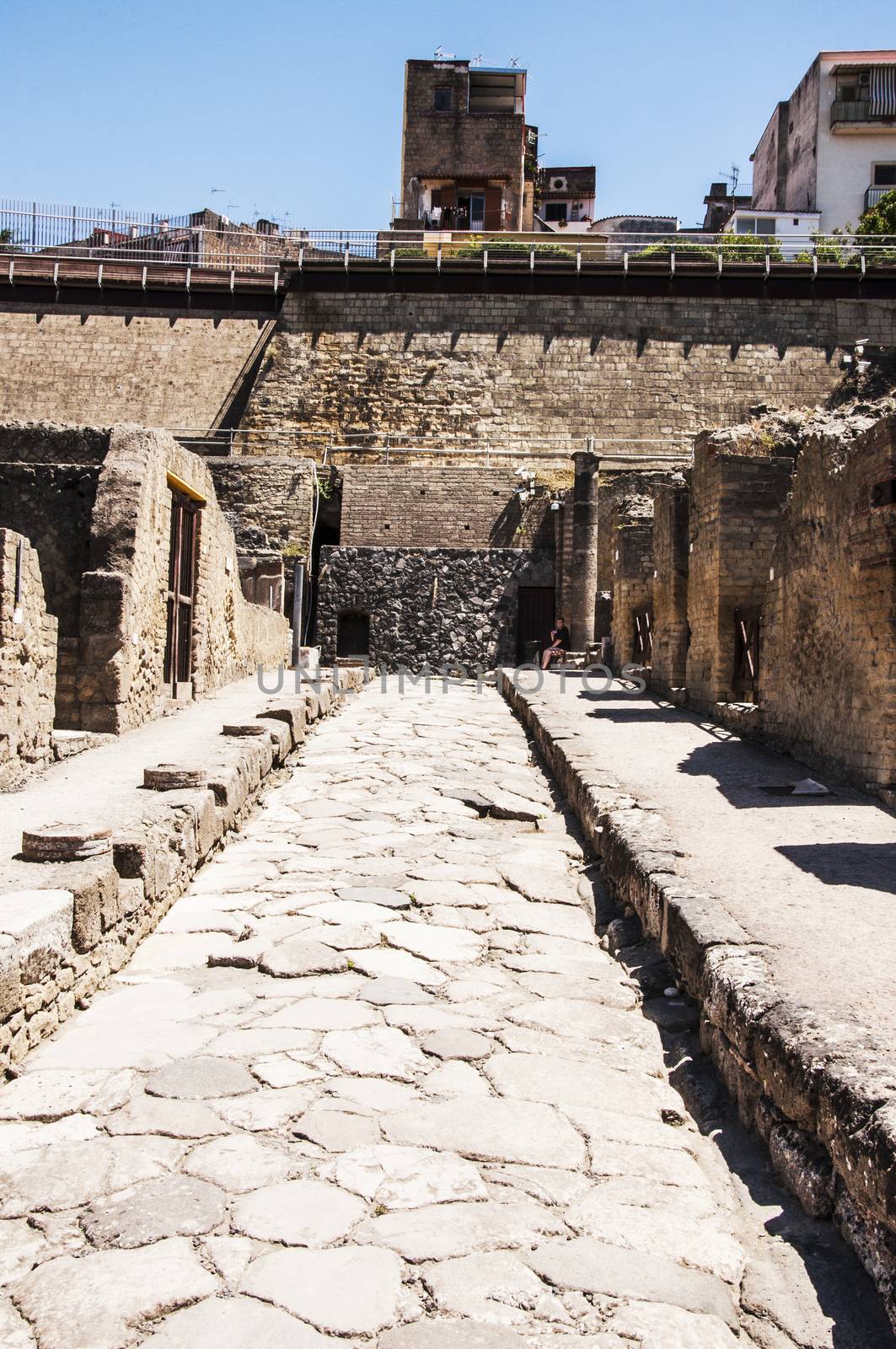 view of the Herculaneum excavation, Naples, Italy