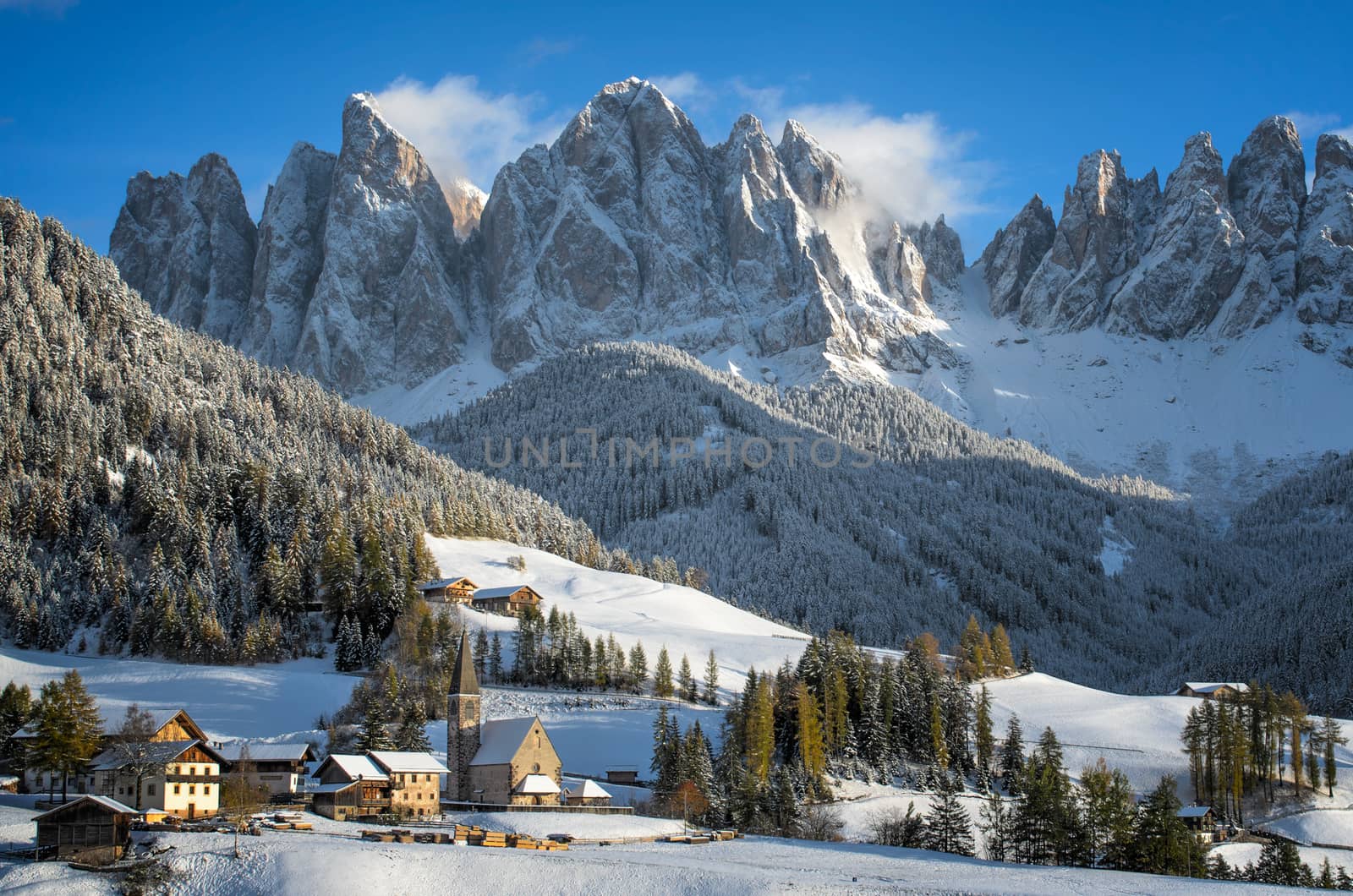 Dolomites village in winter by pljvv