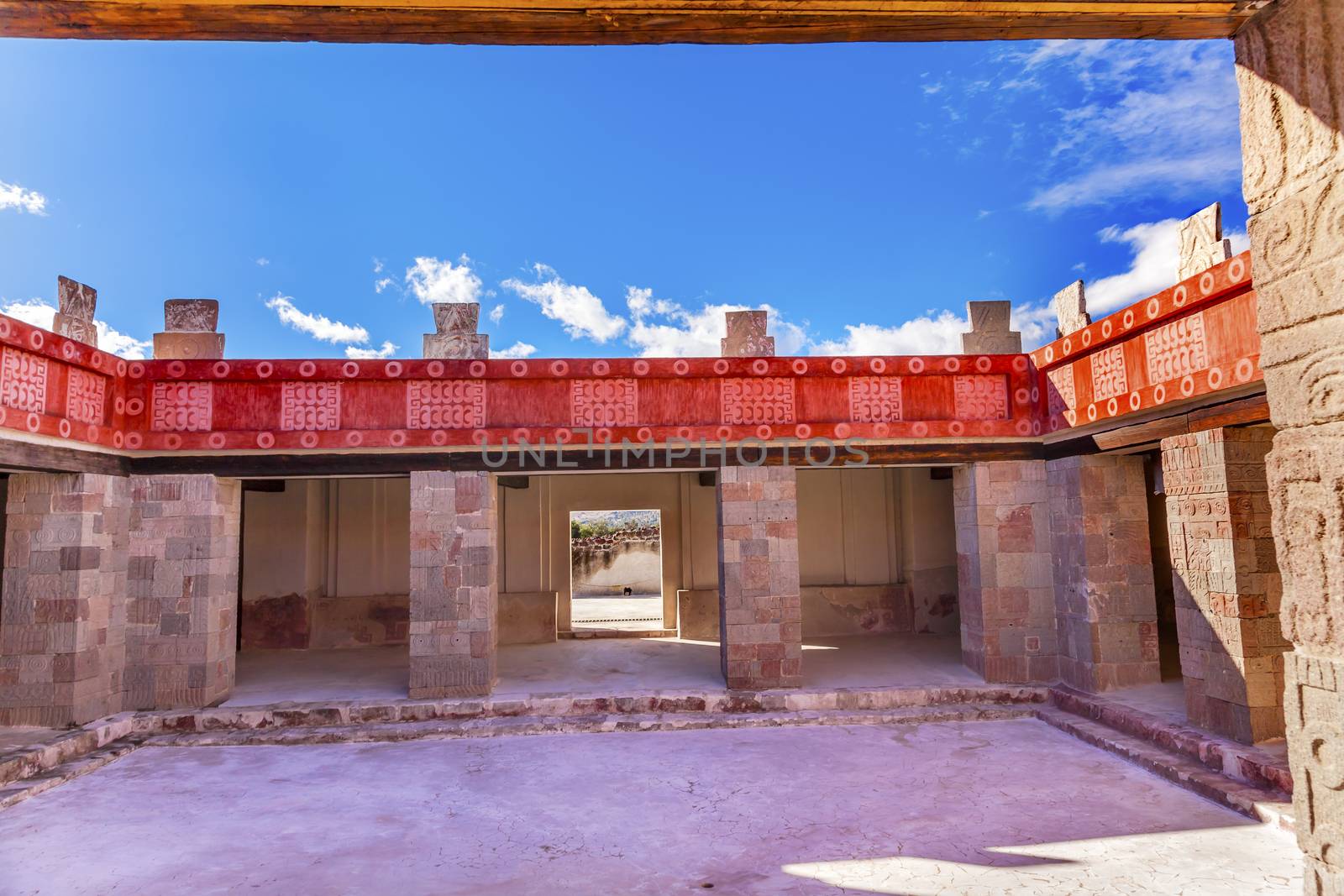 Quetzalpapalol Palace  Quetzal-Mariposa, Quetzal -Butterfly Palace, Ancient Paintings Murals Ruins Teotihuacan Mexico City Mexico .  Palace was built in 250AD, Ancient ruins date back to 100 to 750AD.


