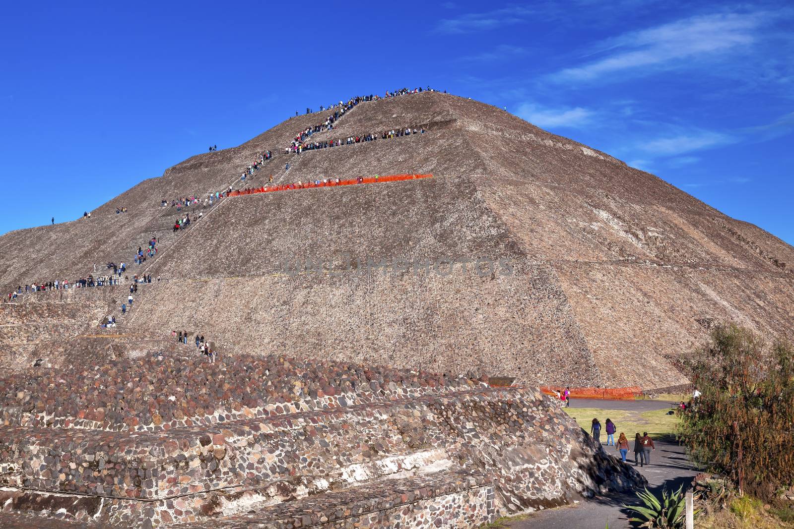 Climbing Temple of Sun Pyramid Teotihuacan Mexico City Mexico