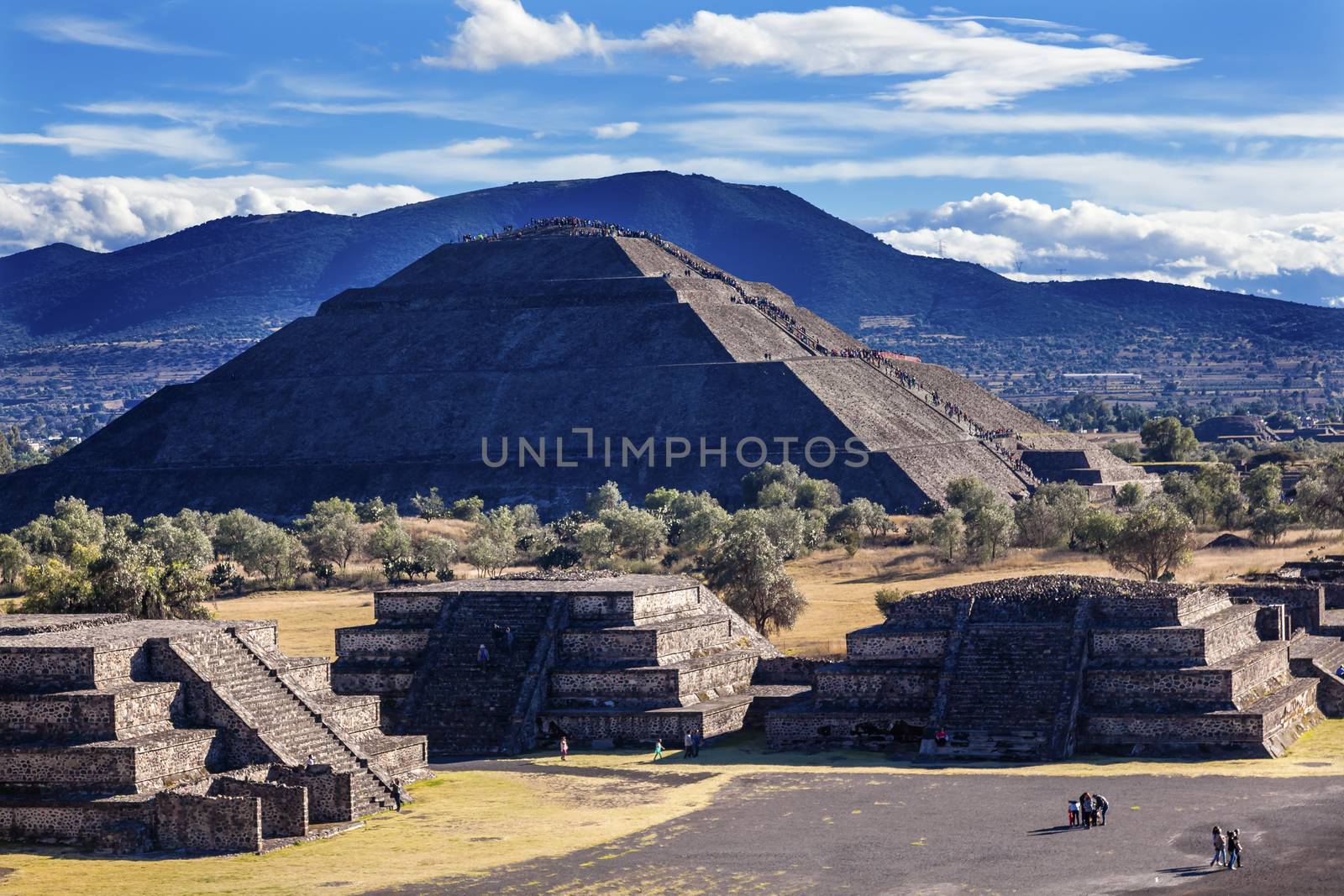 Temple of Sun Avenue of Dead Climbing Pyramid Teotihuacan Mexico by bill_perry