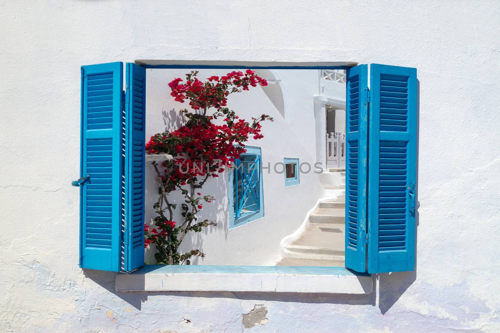 Traditional architecture of Oia village on Santorini island, Greece