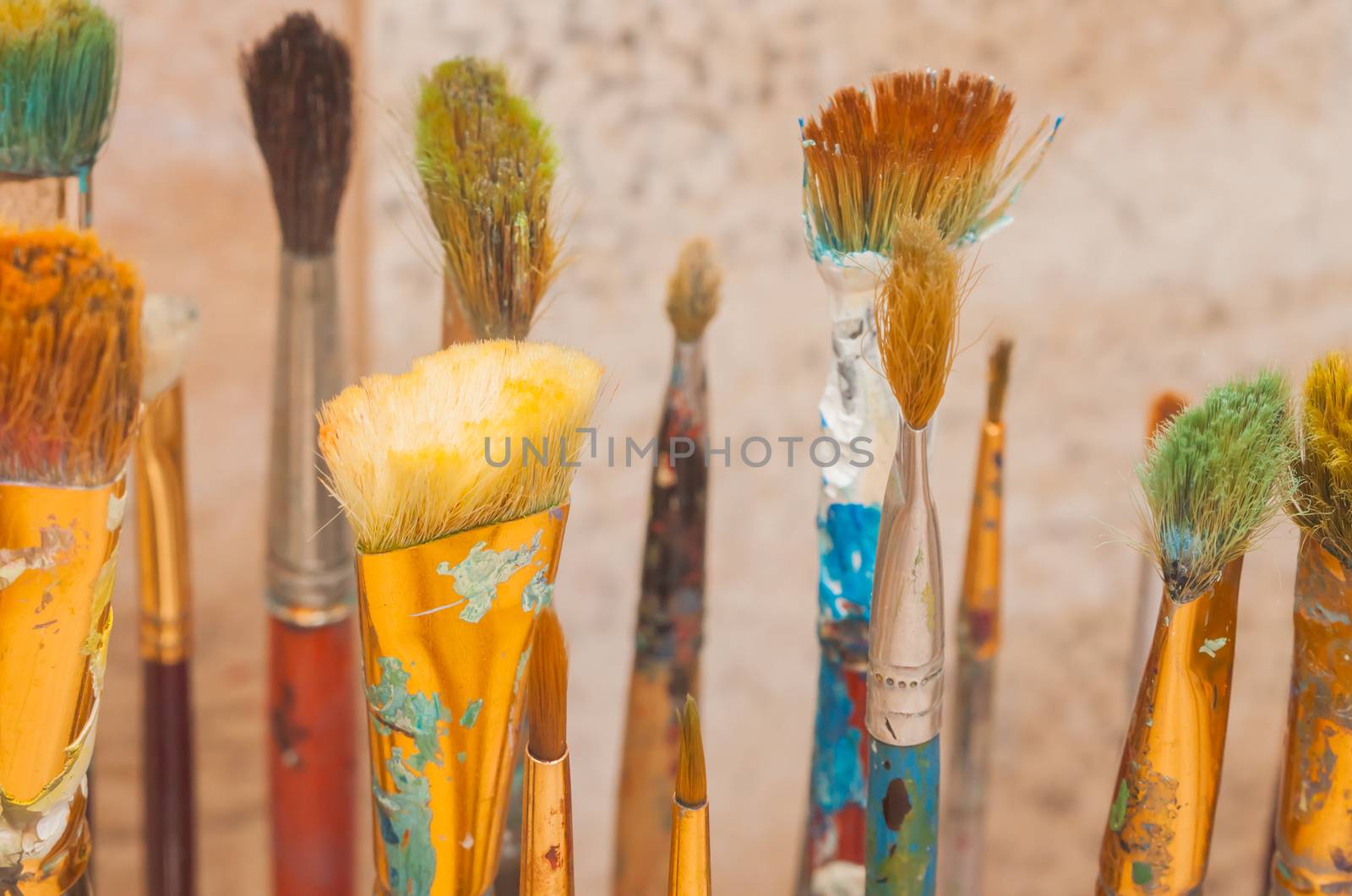 Paints brushes and oil paints by Chechotkin