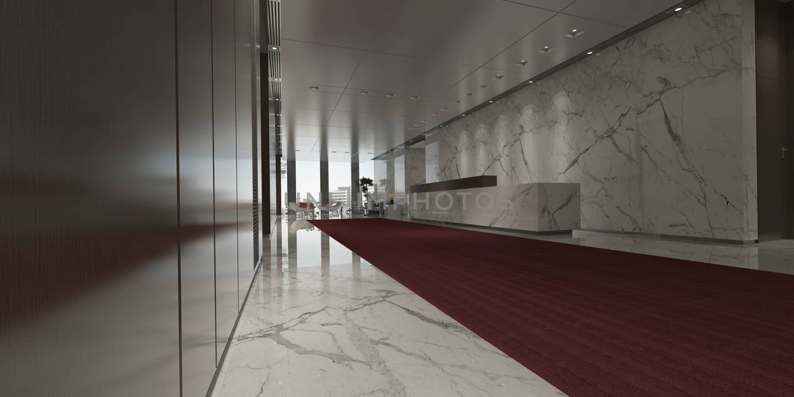 Office corridor photorealistic 3d render