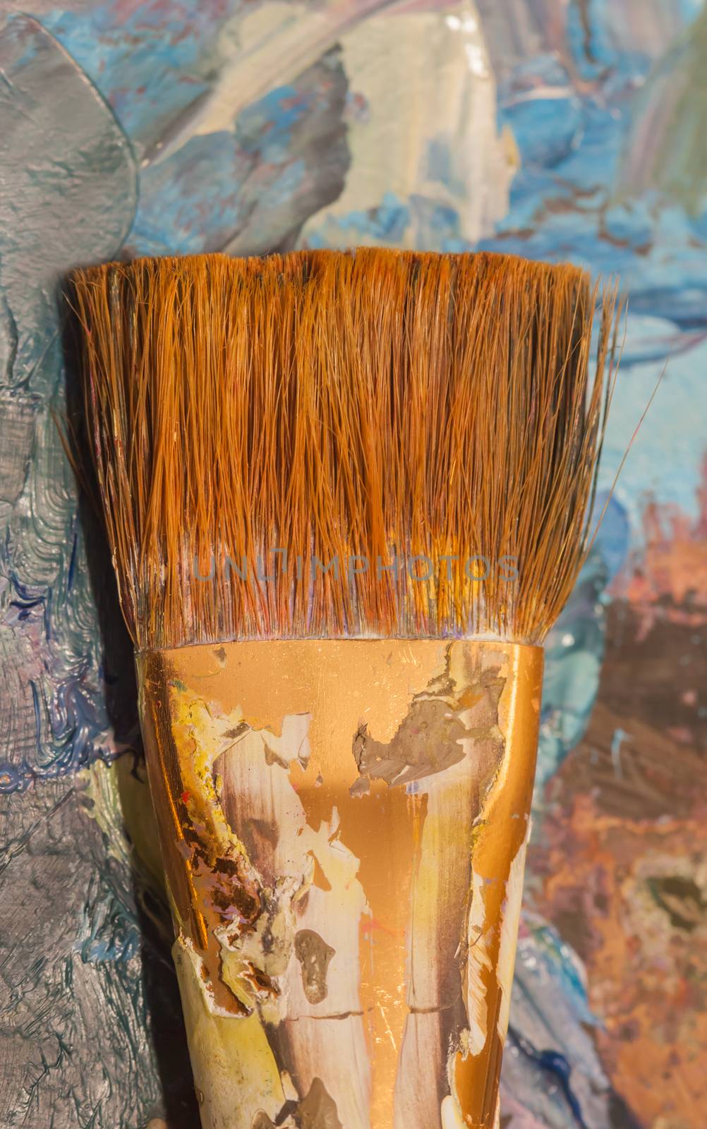 oil paints and brushes can be used as background