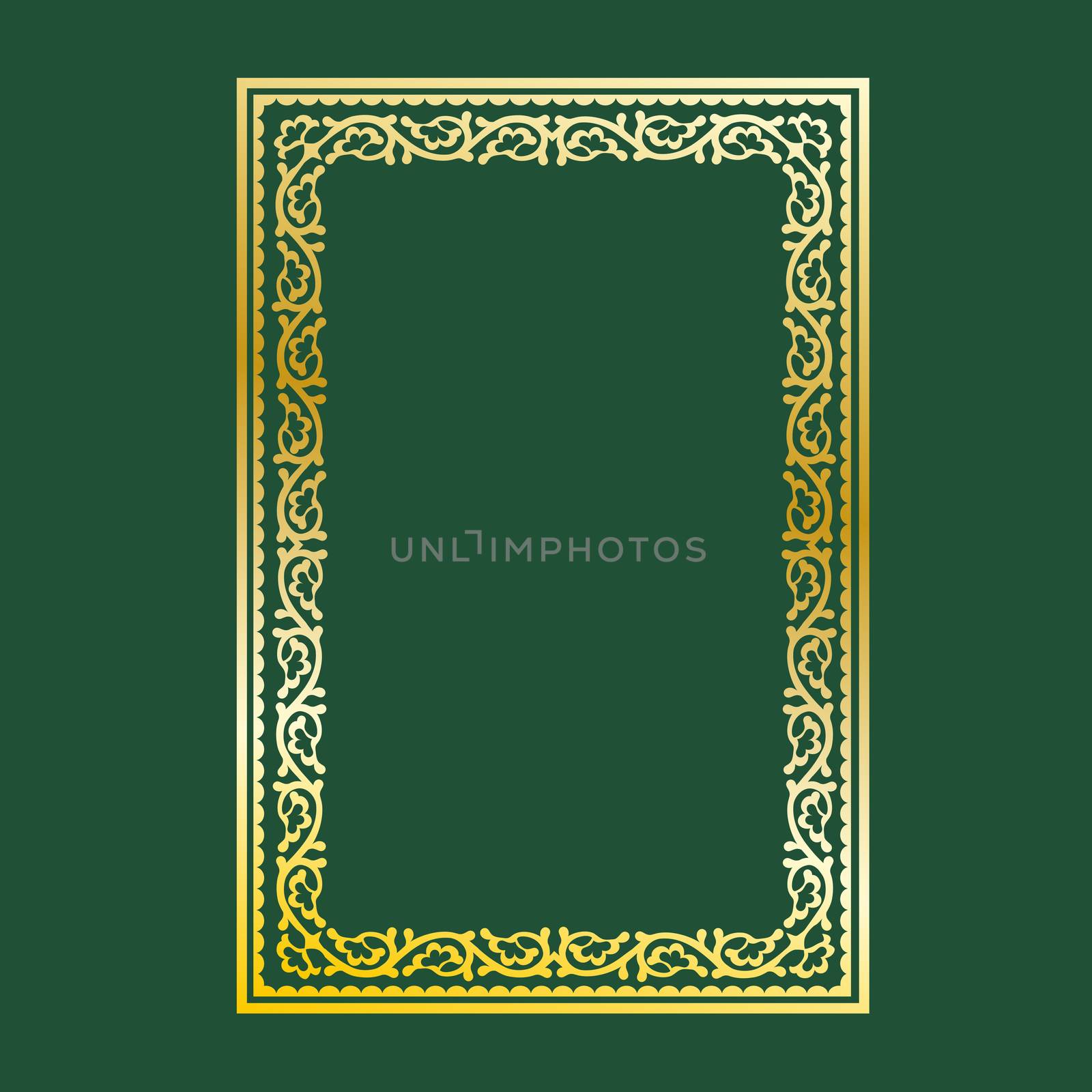 Gold decorative frame on a green background