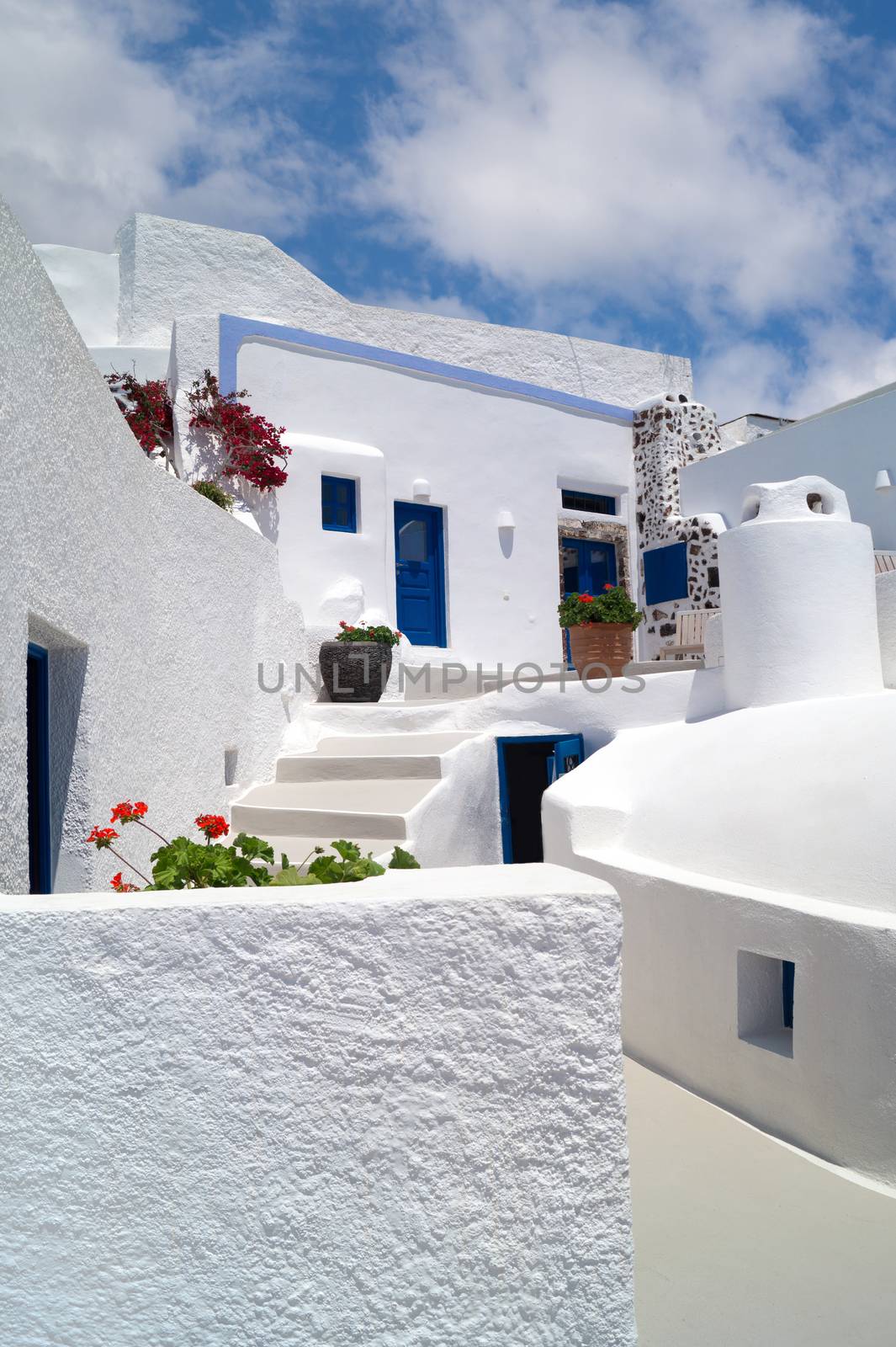 Traditional architecture of Oia village on Santorini island, Greece