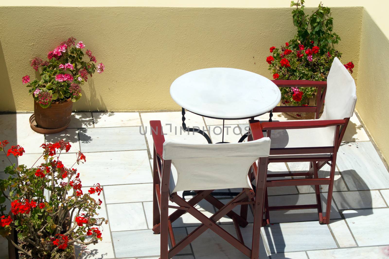 Beautiful balcony of Oia village on Santorini island, Greece