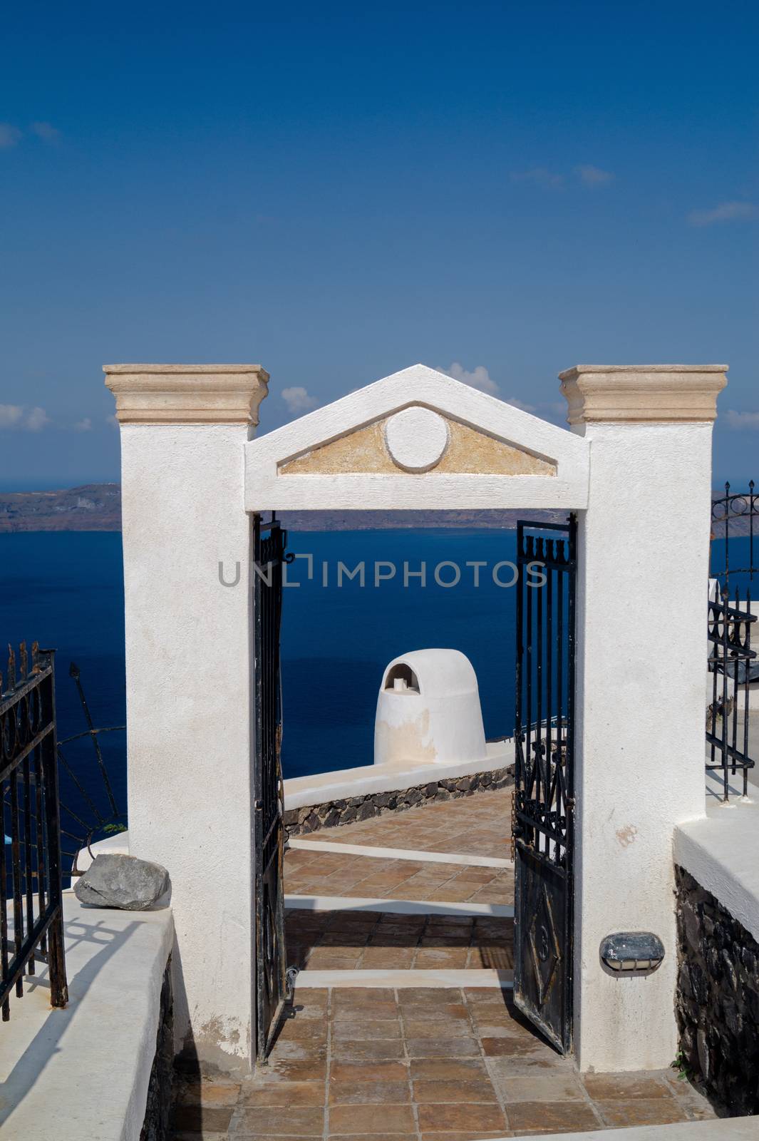 Traditional architecture of Oia village on Santorini island, Greece