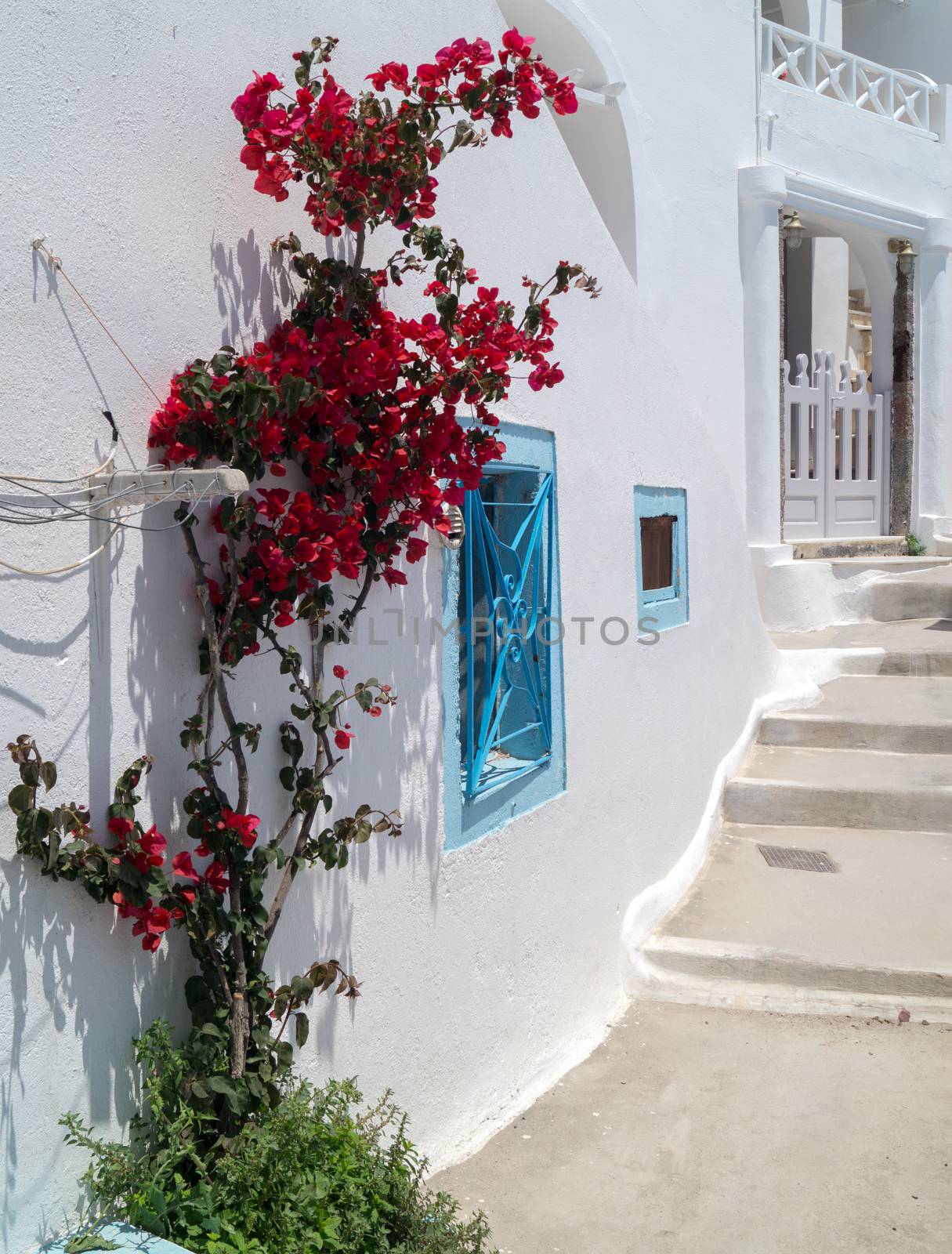 Traditional architecture of Oia village on Santorini island, Greece