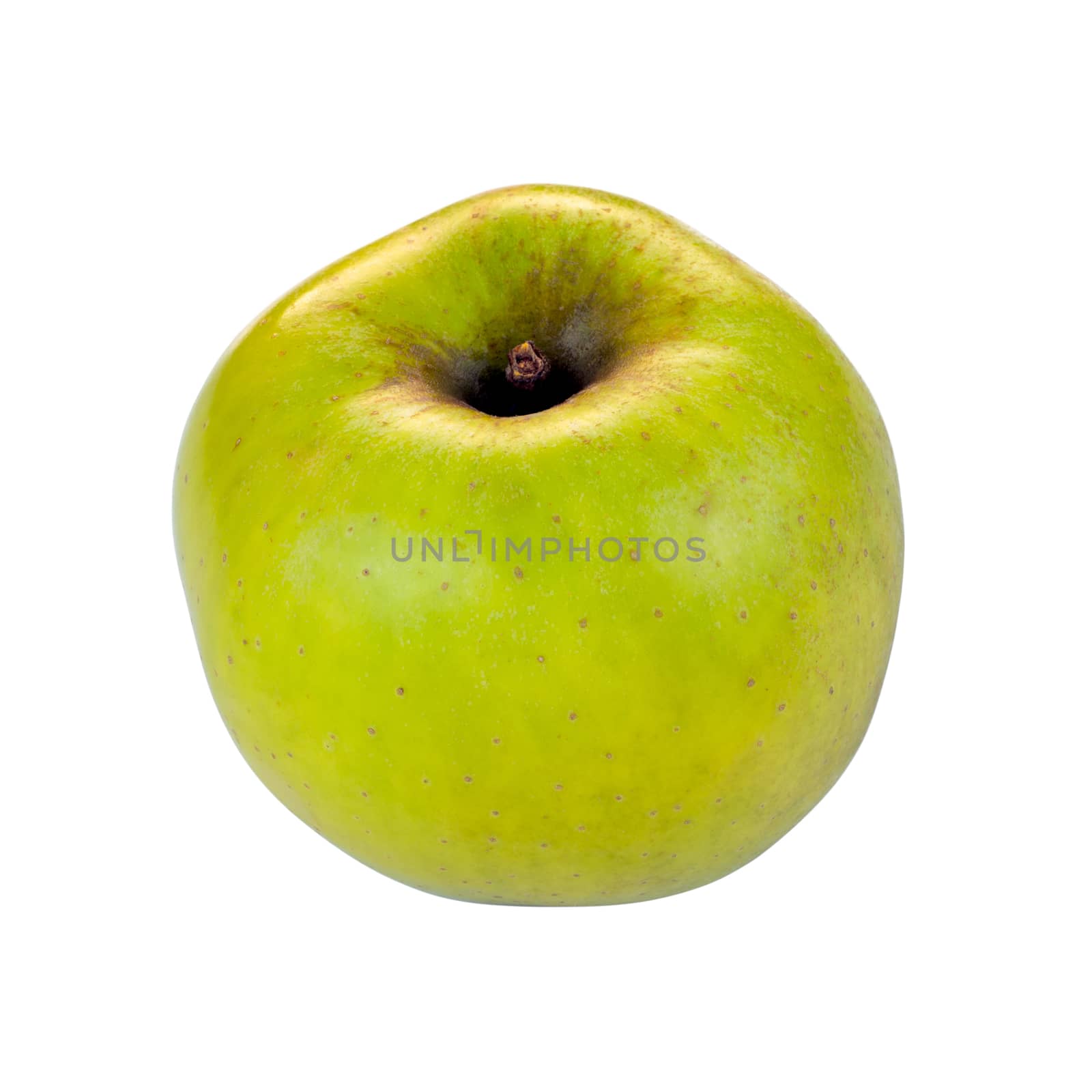 Yellow Renetta Apple cutout on white background