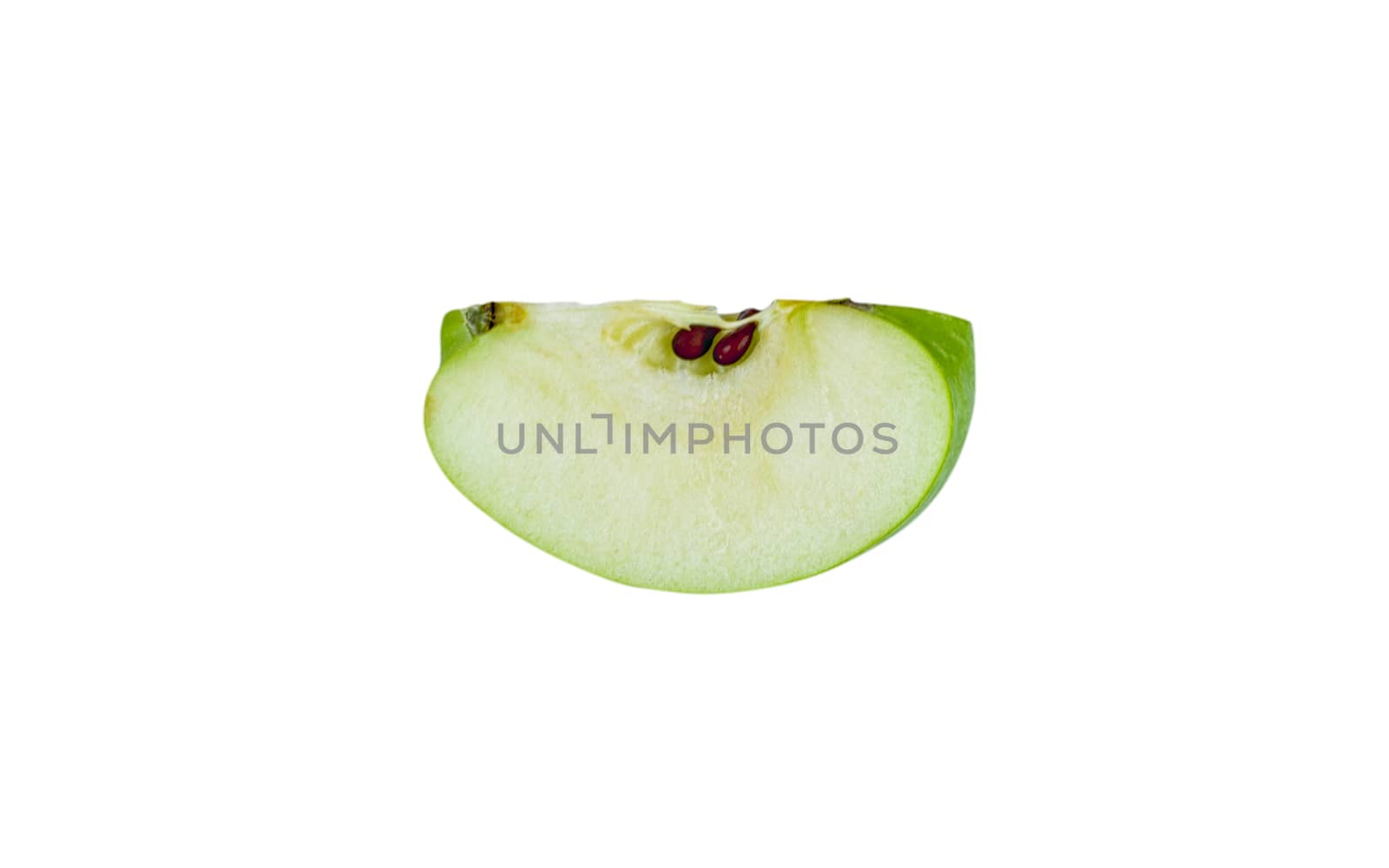 Green Granny Smith Apple slice isolated on white background