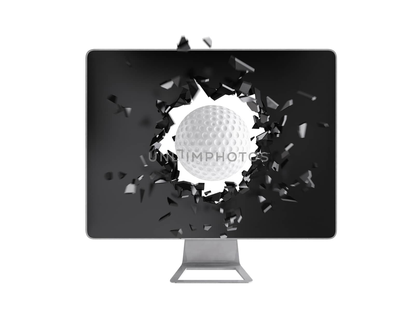 golf ball destroy computer screen.