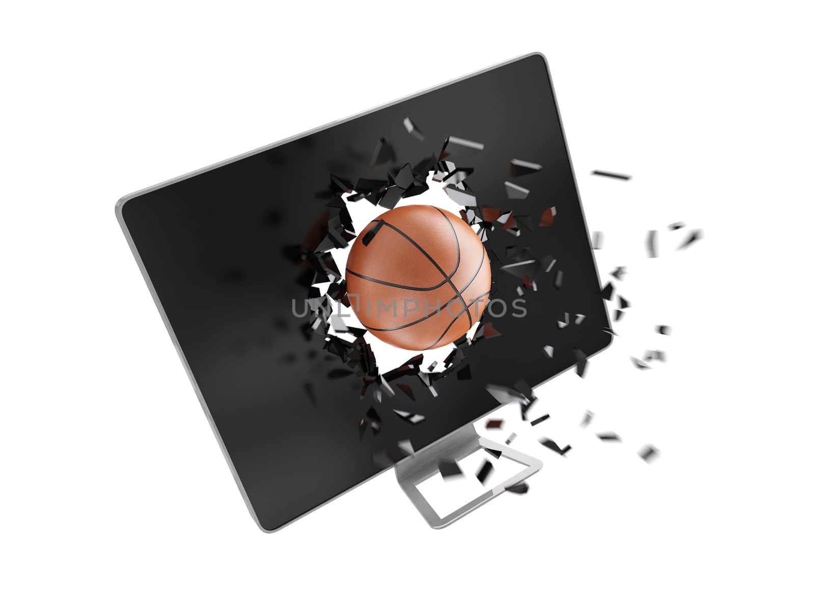 basketball destroy computer screen. by teerawit
