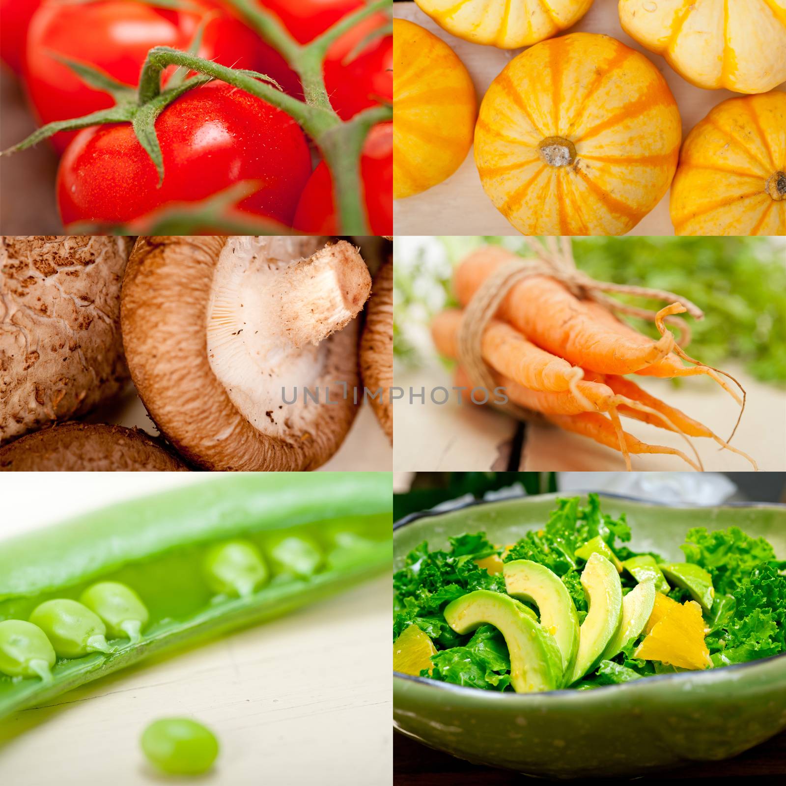 fresh hearthy healthy vegetables selection food collage composition 