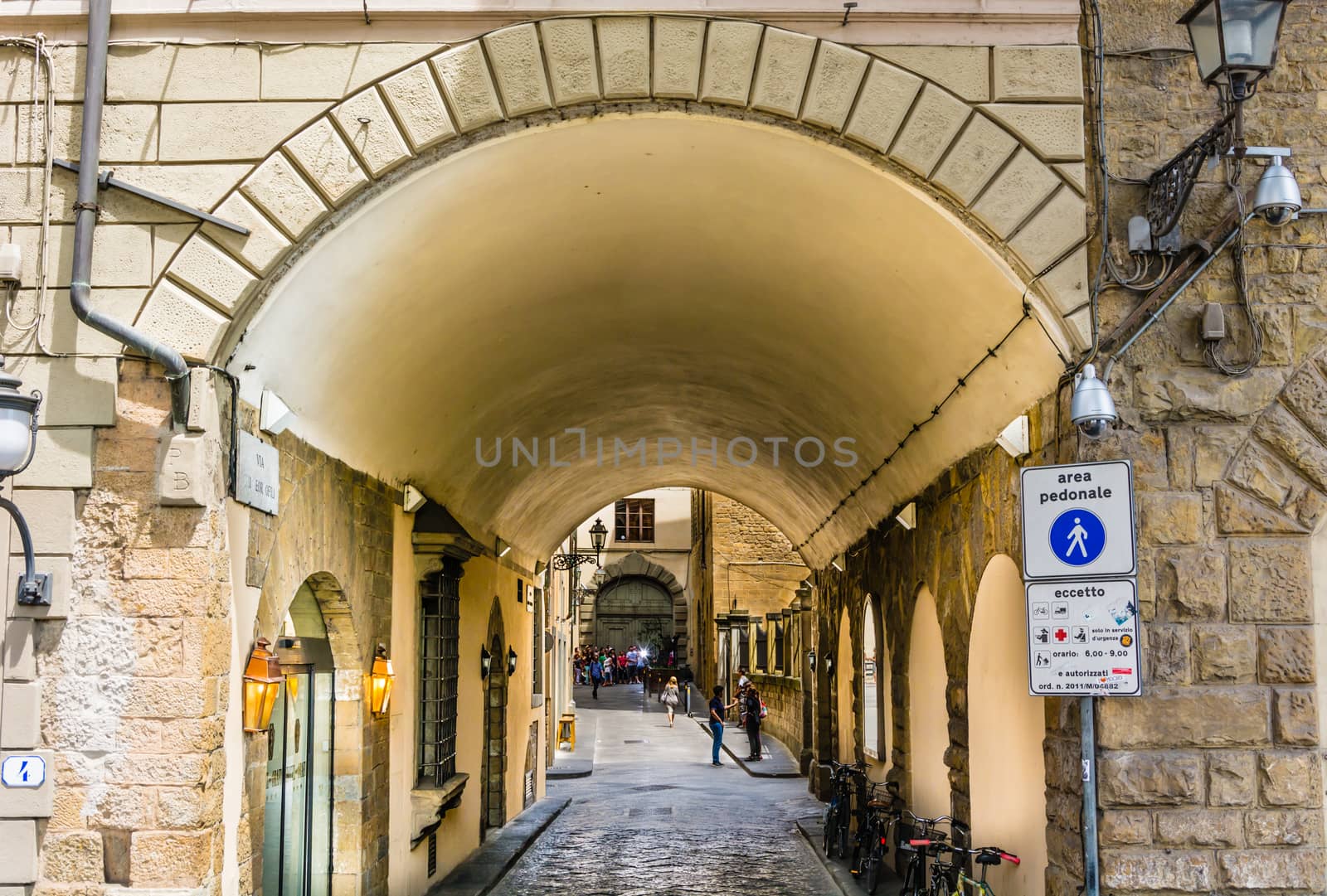 a detail of via dei Georgofili street in Florence