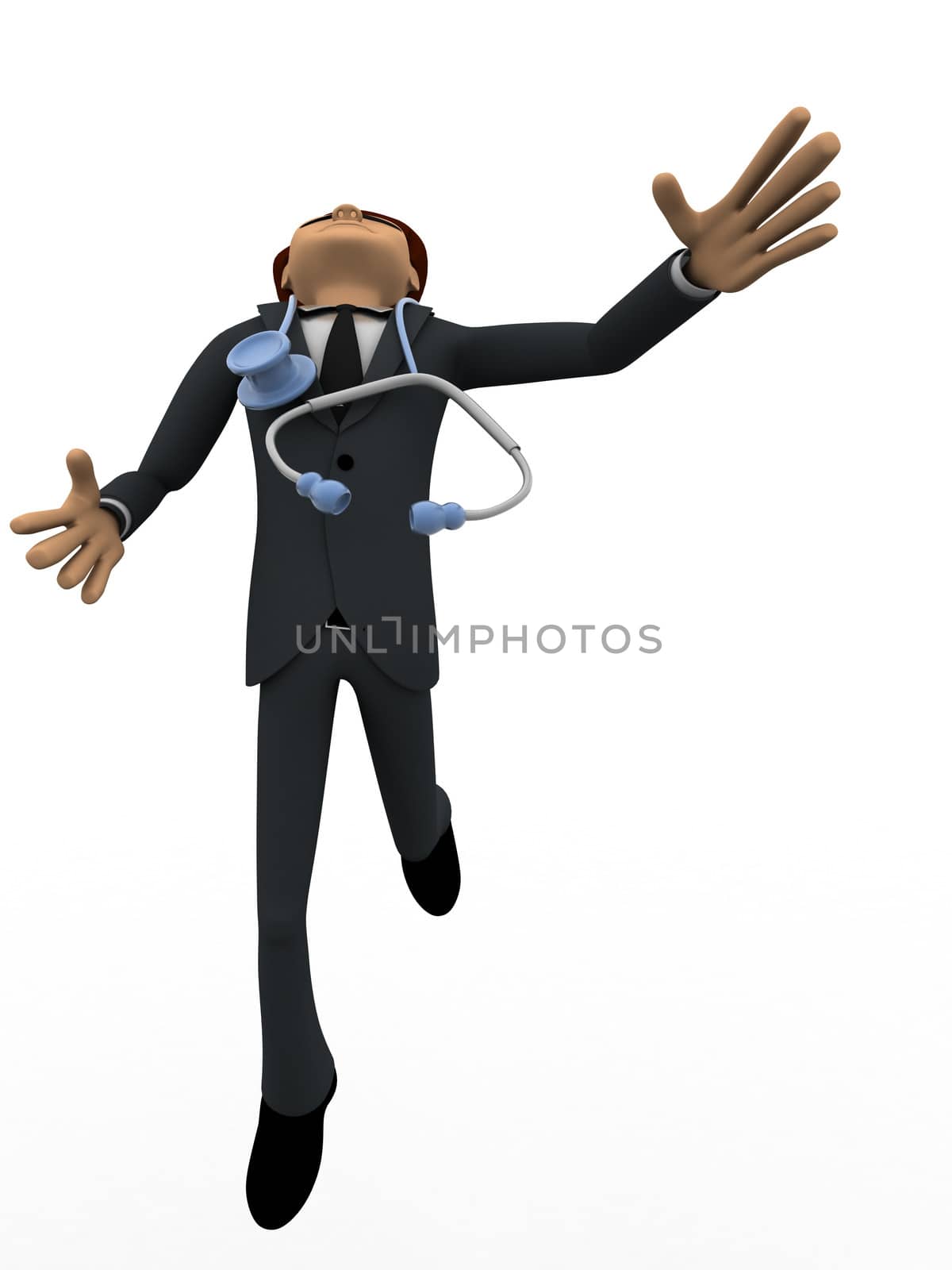 3d man doctor jump in happiness concept by touchmenithin@gmail.com