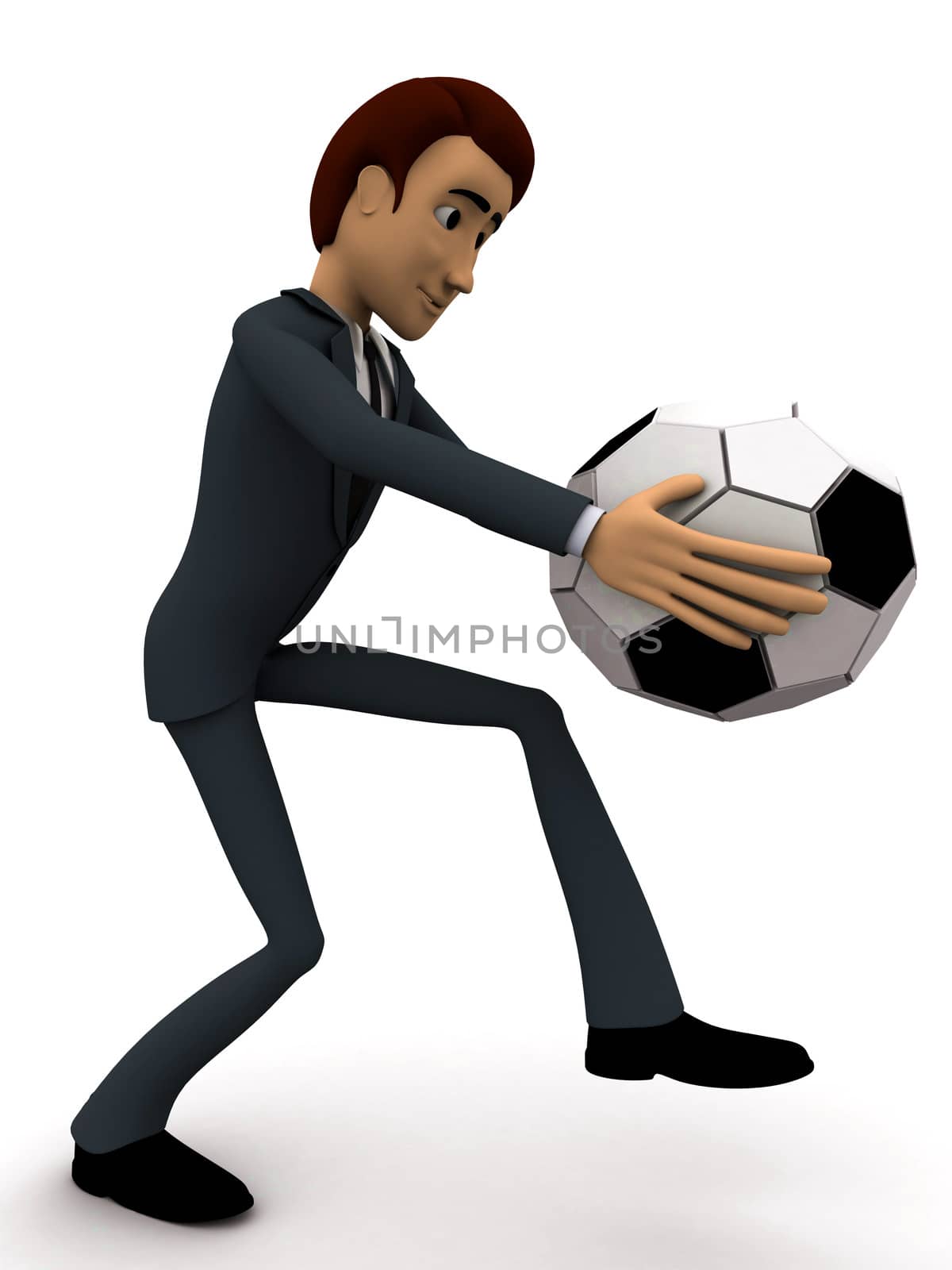 3d man about ot kick ball of soccer concept by touchmenithin@gmail.com