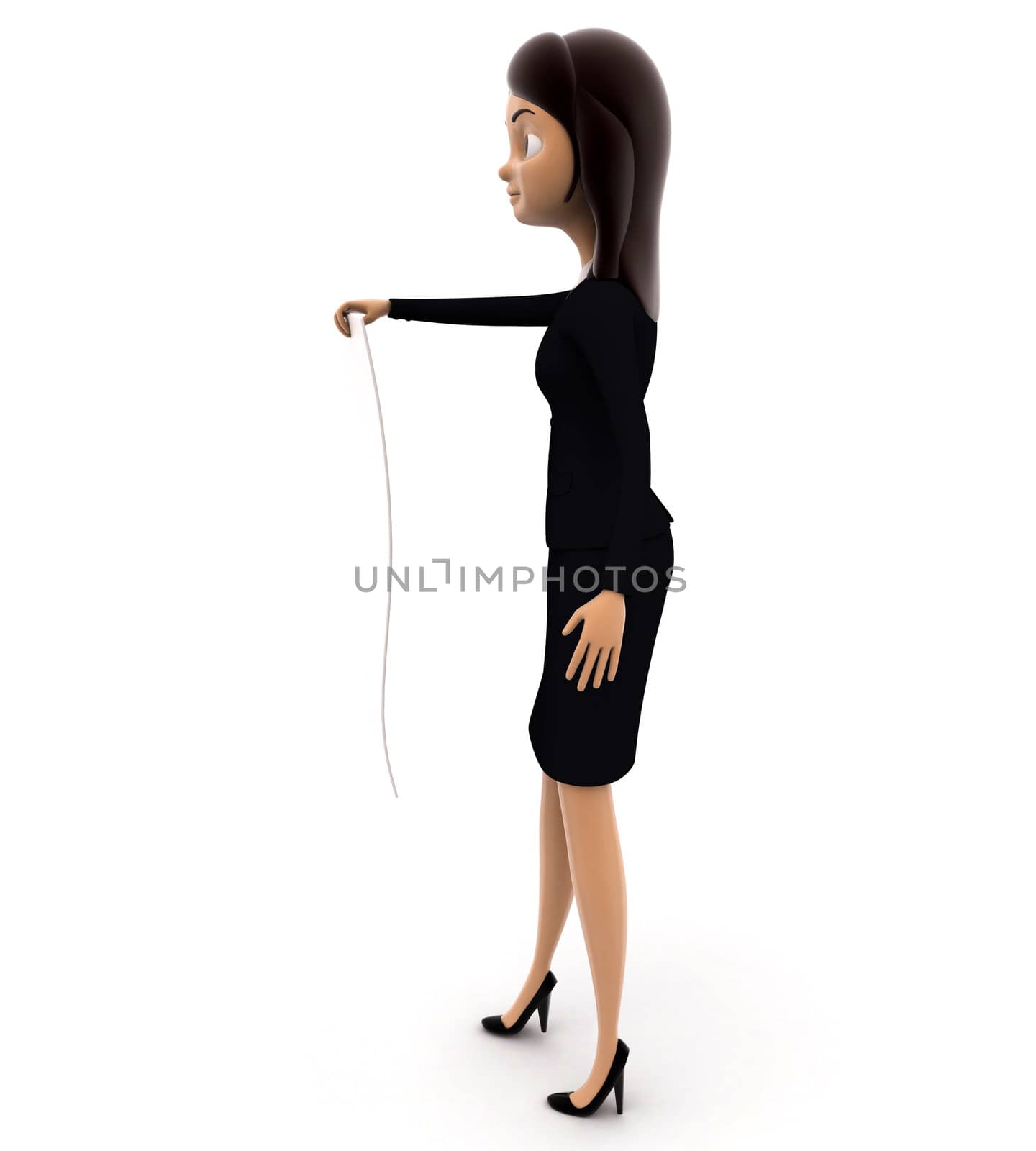 3d woman holding white empty paper and showing it concept by touchmenithin@gmail.com