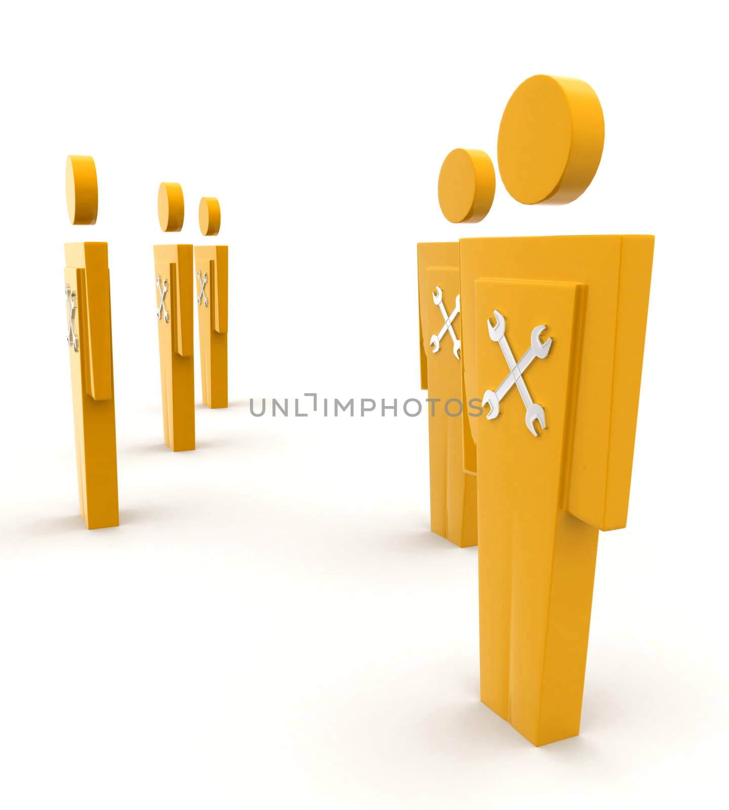 3d man with mechanical wrench symbol on  them concept by touchmenithin@gmail.com