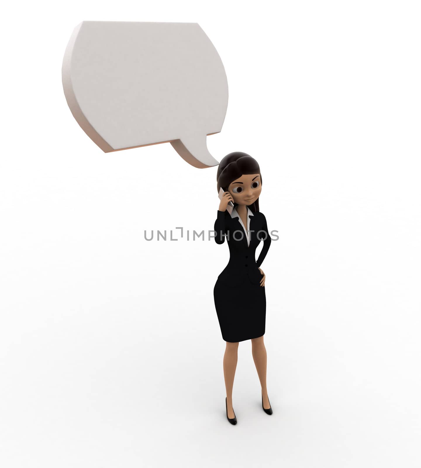 3d woman with white chat bubble concept by touchmenithin@gmail.com