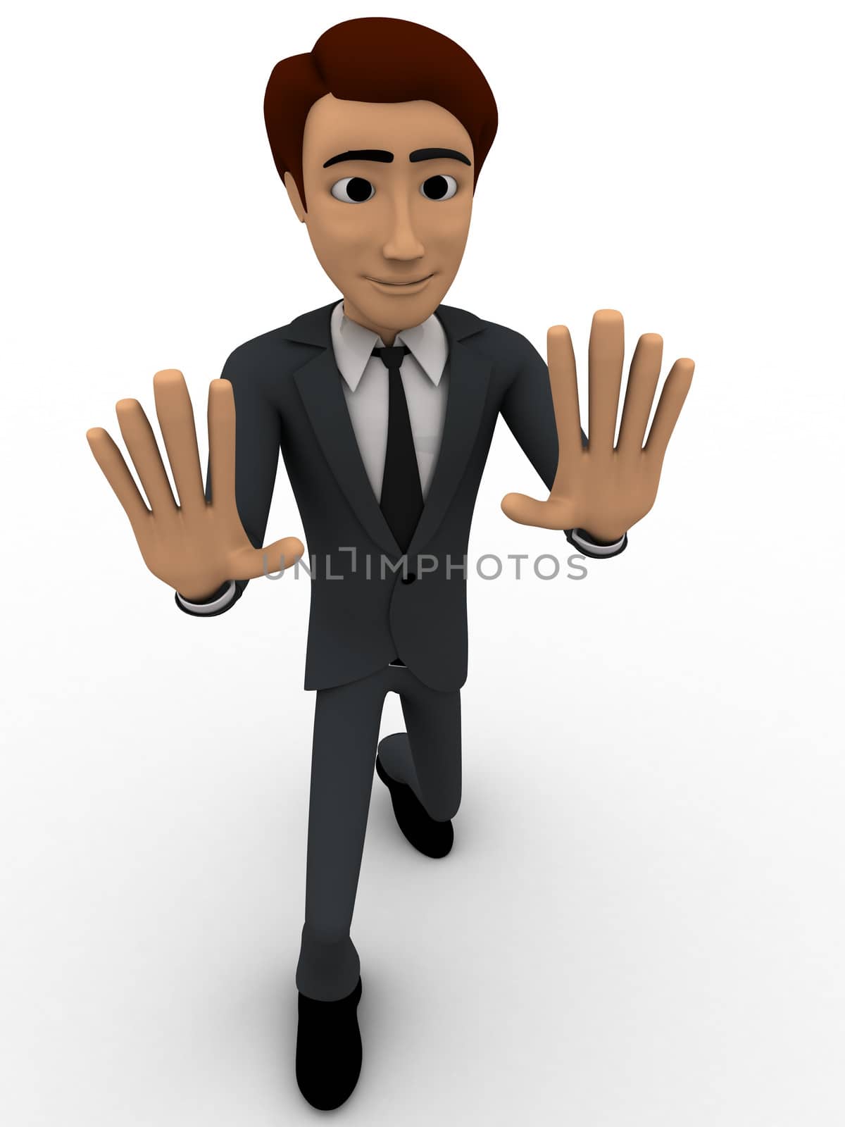 3d man stoping another by showing hands concept by touchmenithin@gmail.com