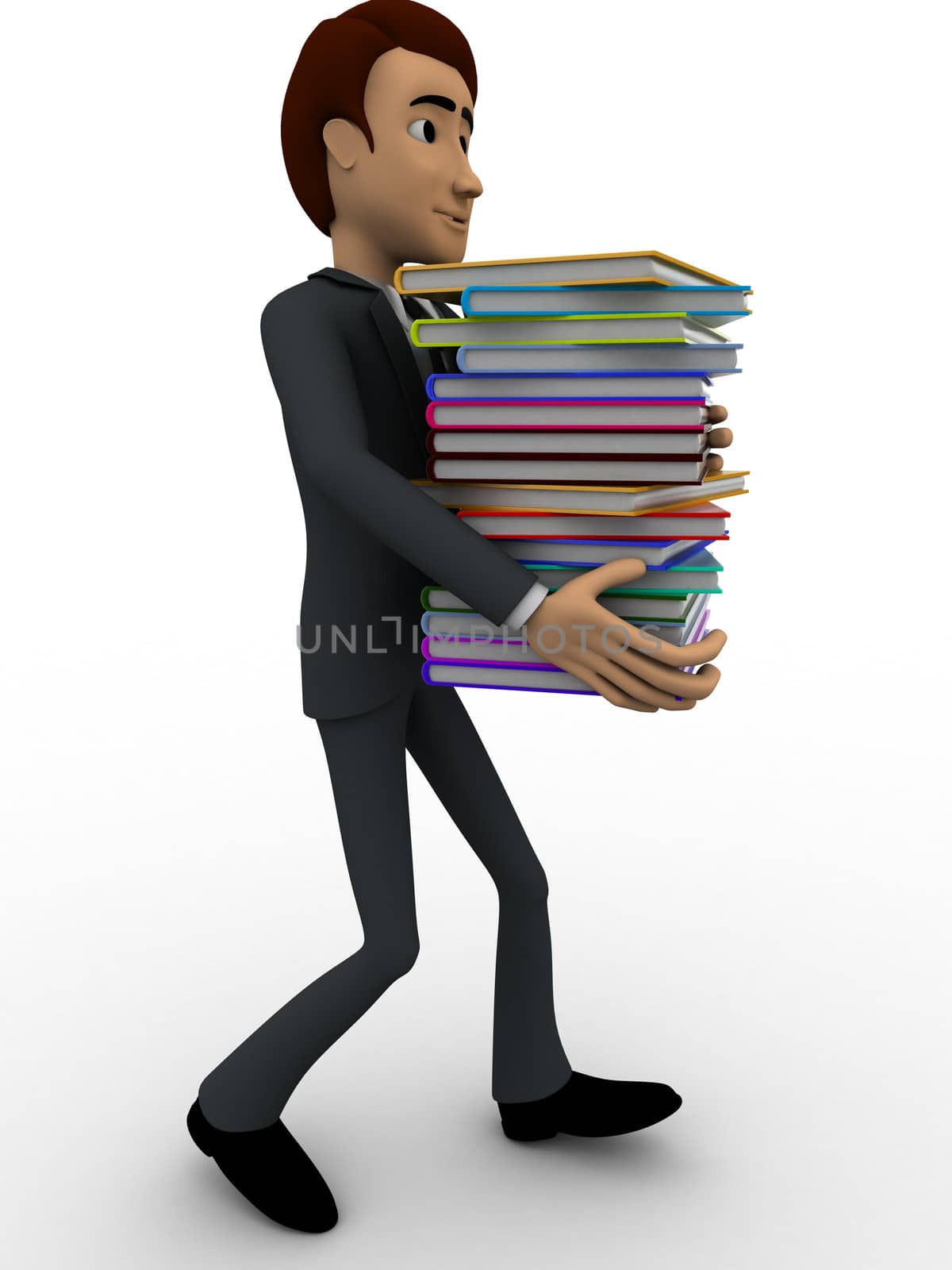 3d man carry many files in hand concept by touchmenithin@gmail.com