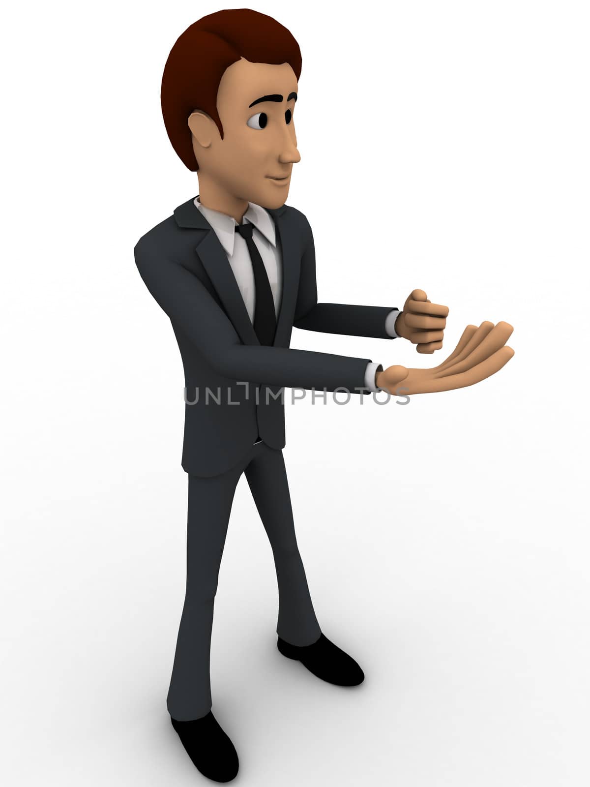 3d man asking with waving one hand concept by touchmenithin@gmail.com