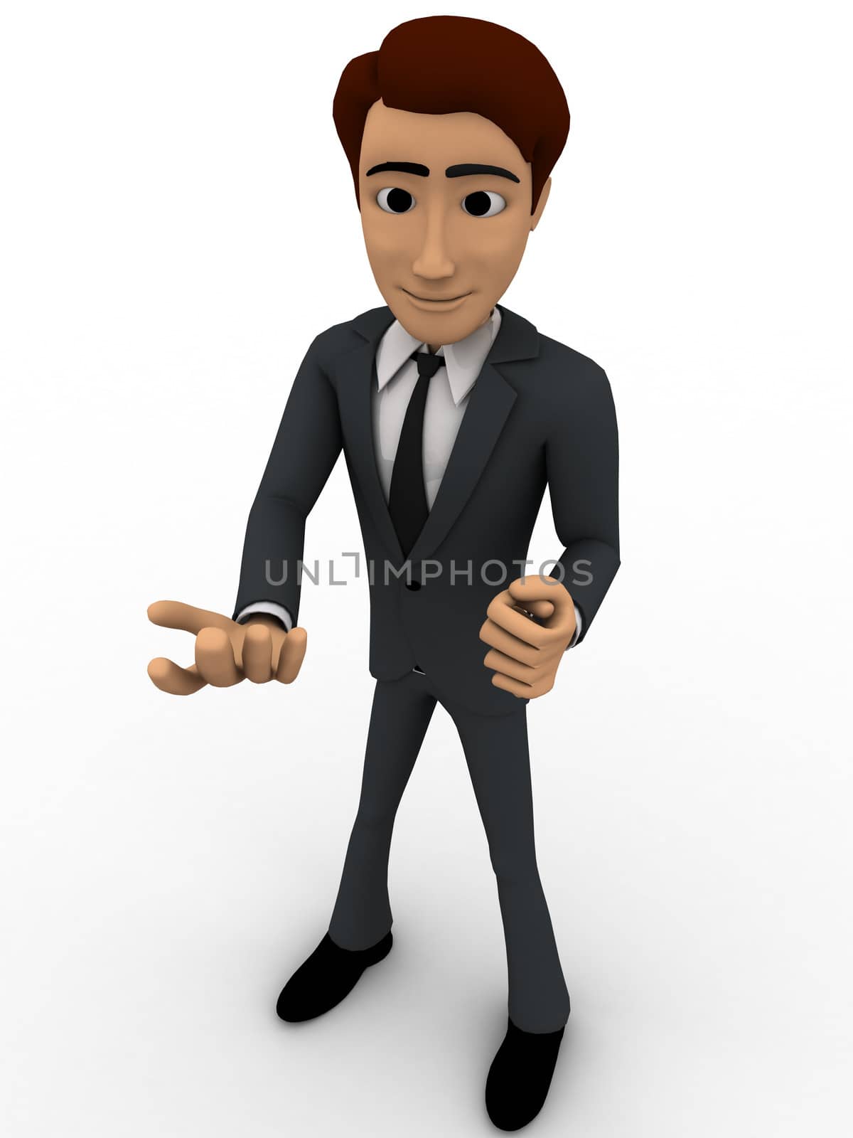 3d man asking with waving one hand concept by touchmenithin@gmail.com