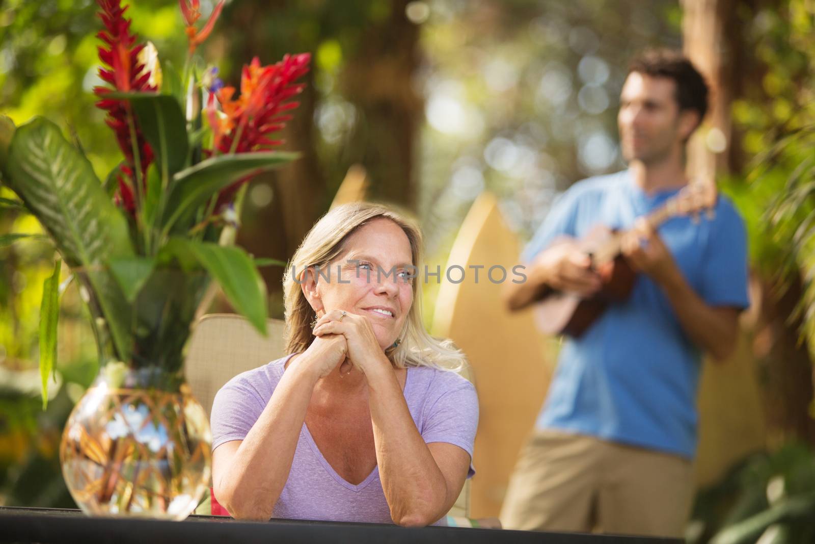 Beautiful Woman and Ukelele Performer by Creatista