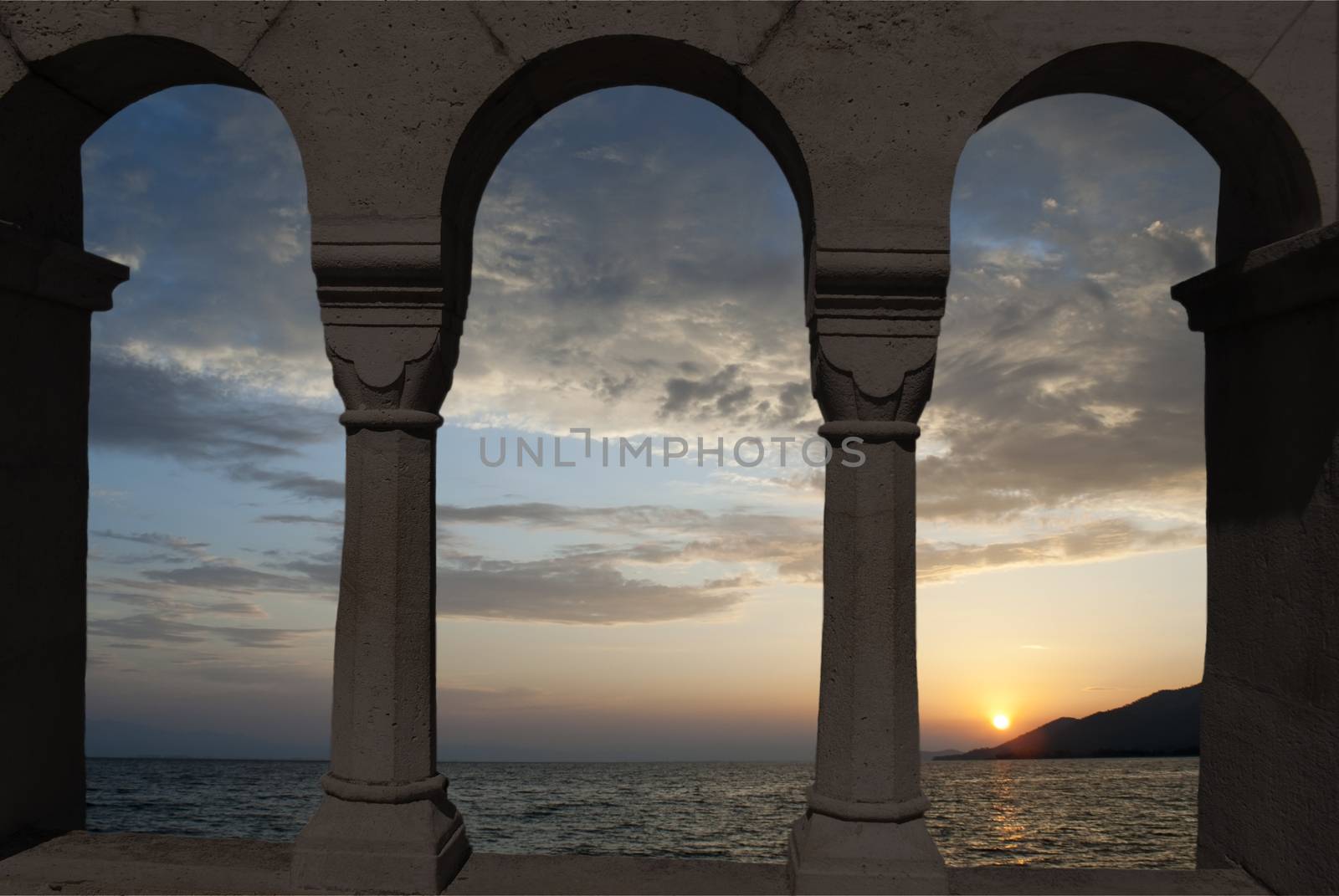 Tropical beach at sunset in Aegean Sea, Greece - nature background