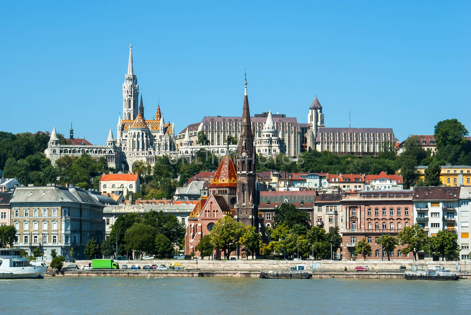 Panoramic view of Fishermen's bastion in Budapest, Hungary by papadimitriou