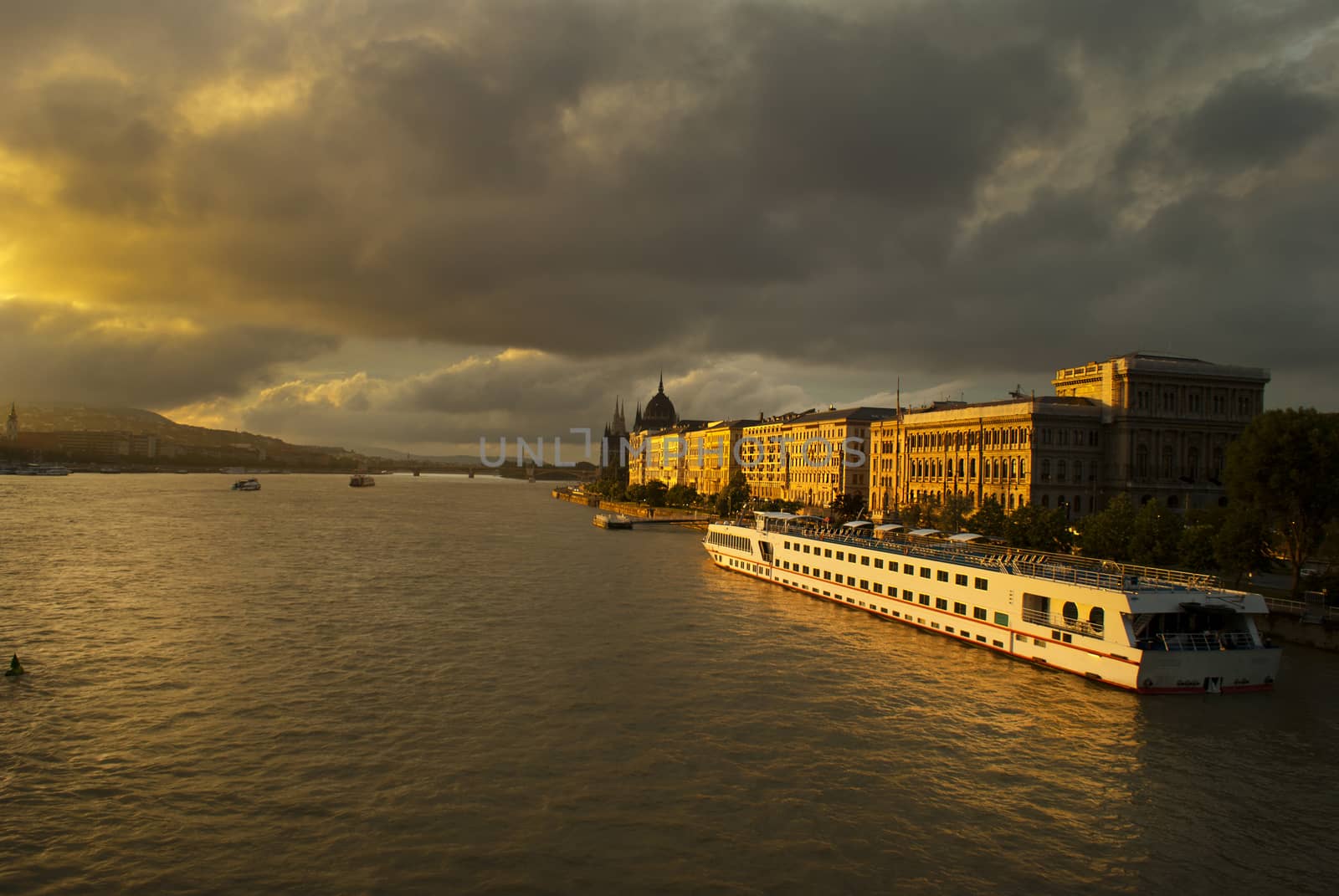 Hungarian Parliament, Budapest in sunset