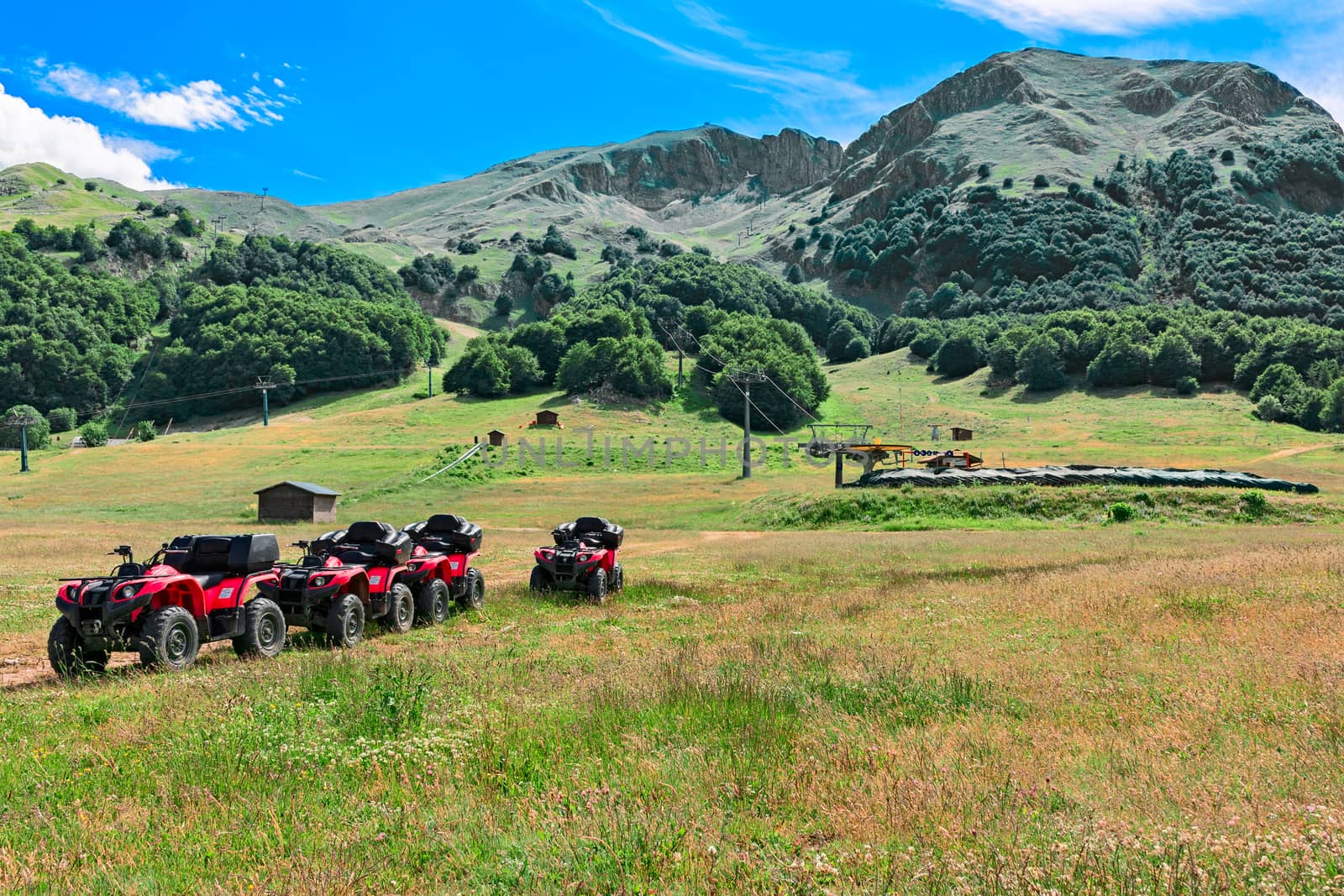 landscape of mountain with quad bike