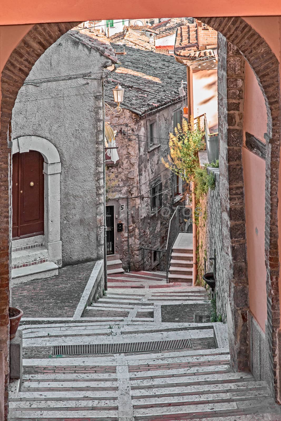 perspective of stairway in alley by EnzoArt