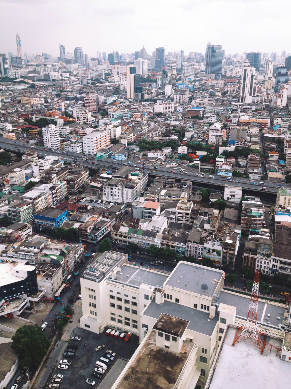 High Angle View of Bangkok city by ponsulak